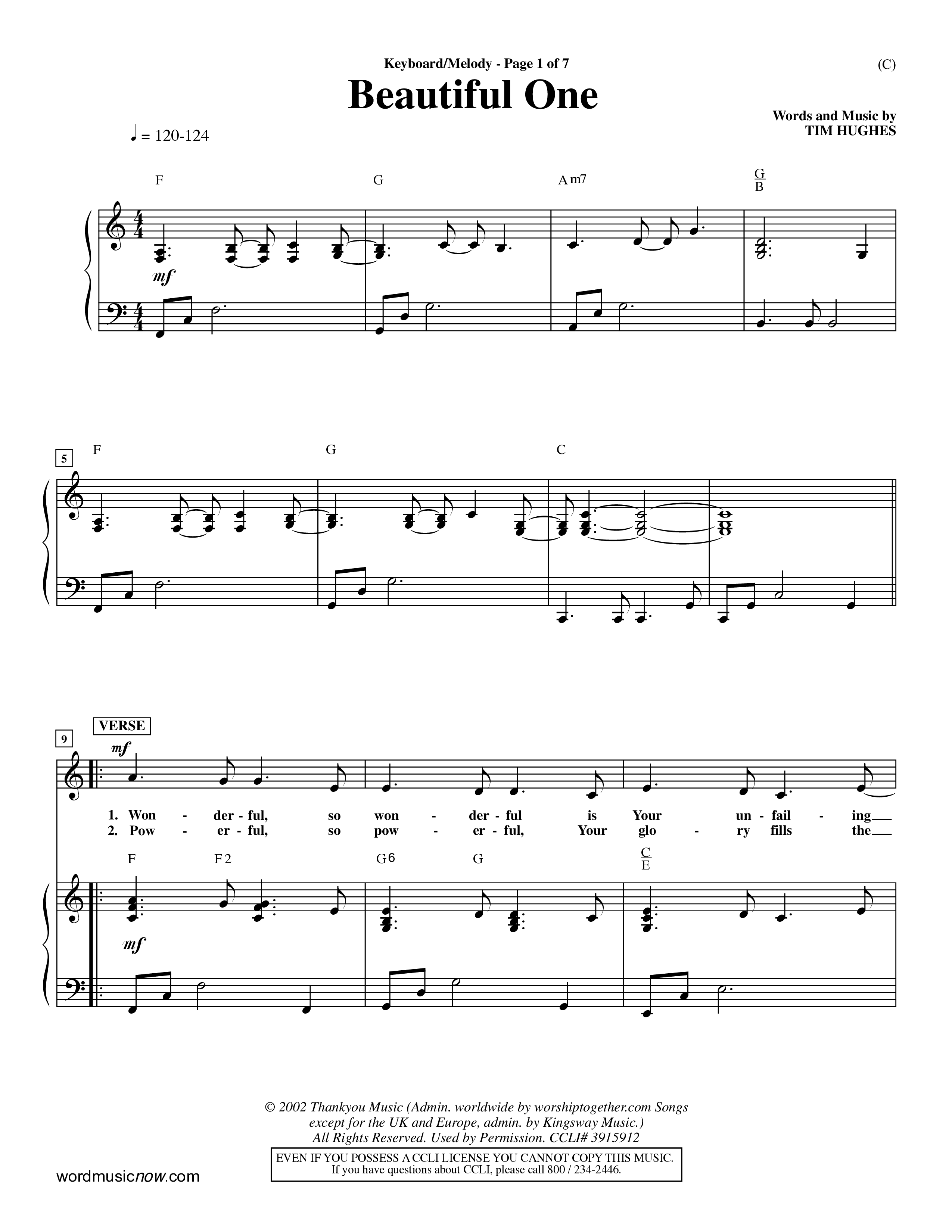 Beautiful One (Choral Anthem SATB) Piano/Vocal (Melody) (Word Music Choral / Orch. Paul Nelson)
