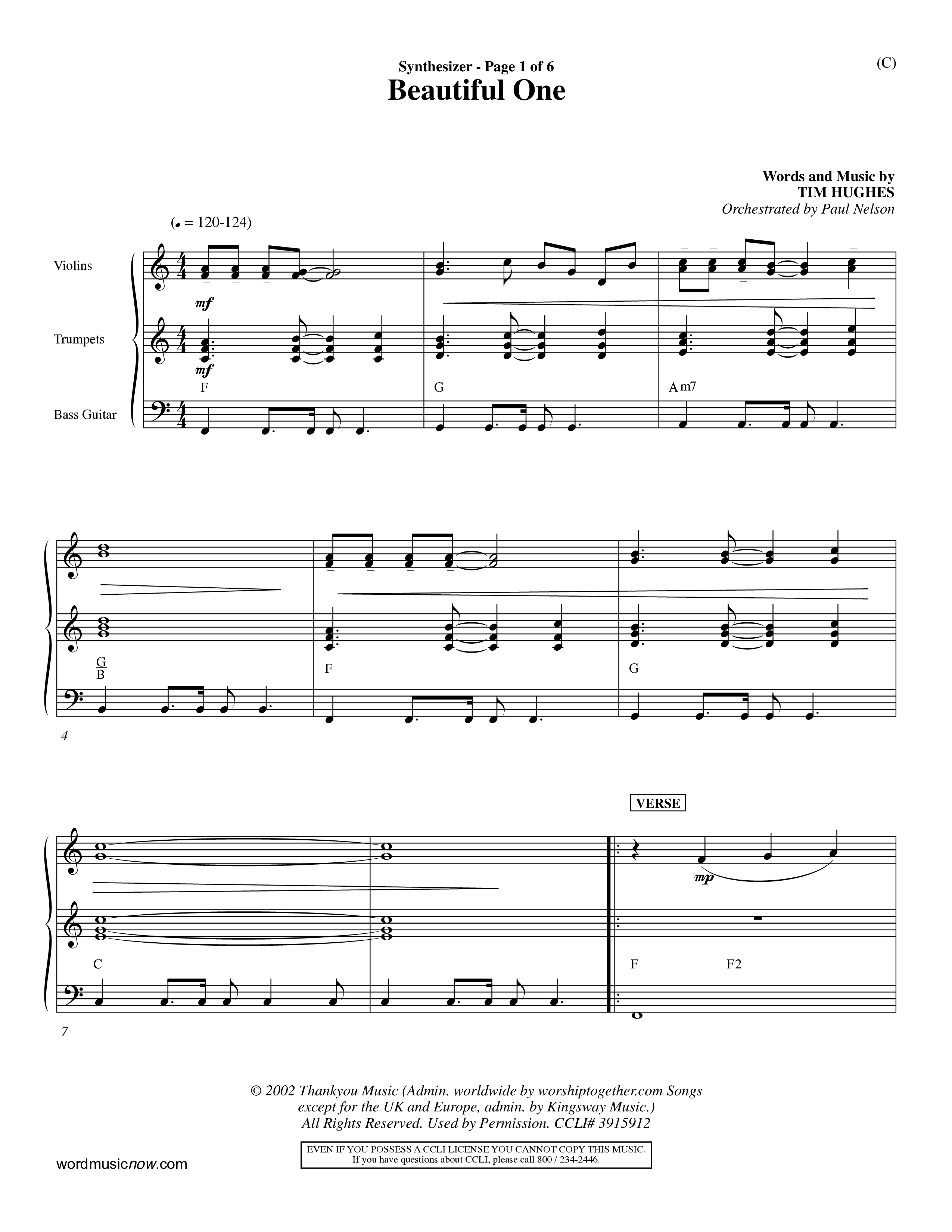 Beautiful One (Choral Anthem SATB) Synth (Word Music Choral / Orch. Paul Nelson)