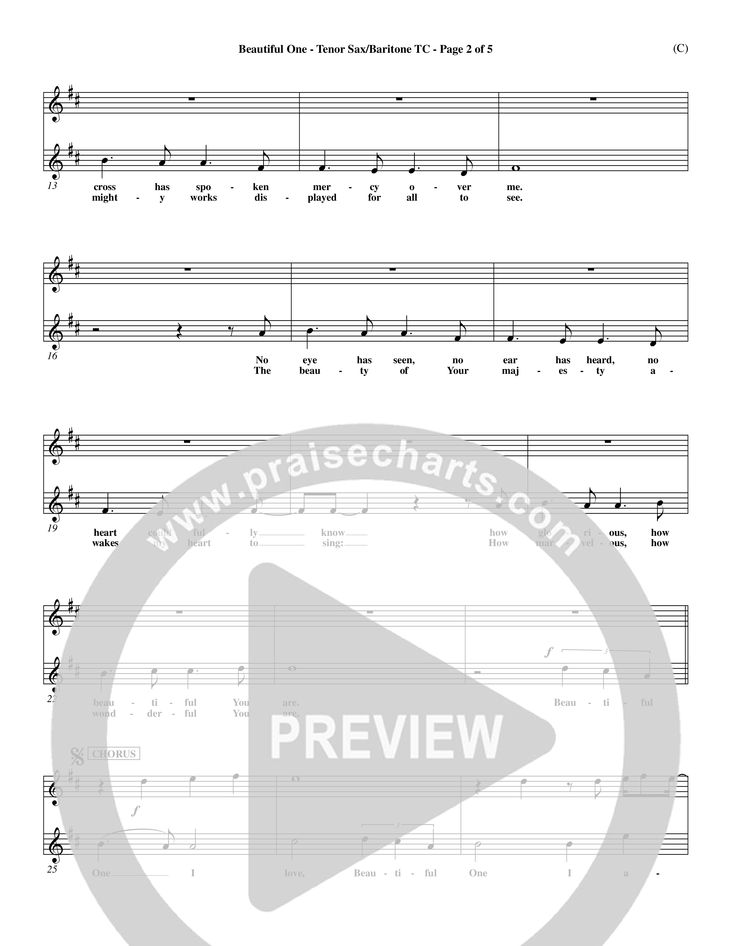 Beautiful One (Choral Anthem SATB) Tenor Sax/Baritone T.C. (Word Music Choral / Orch. Paul Nelson)