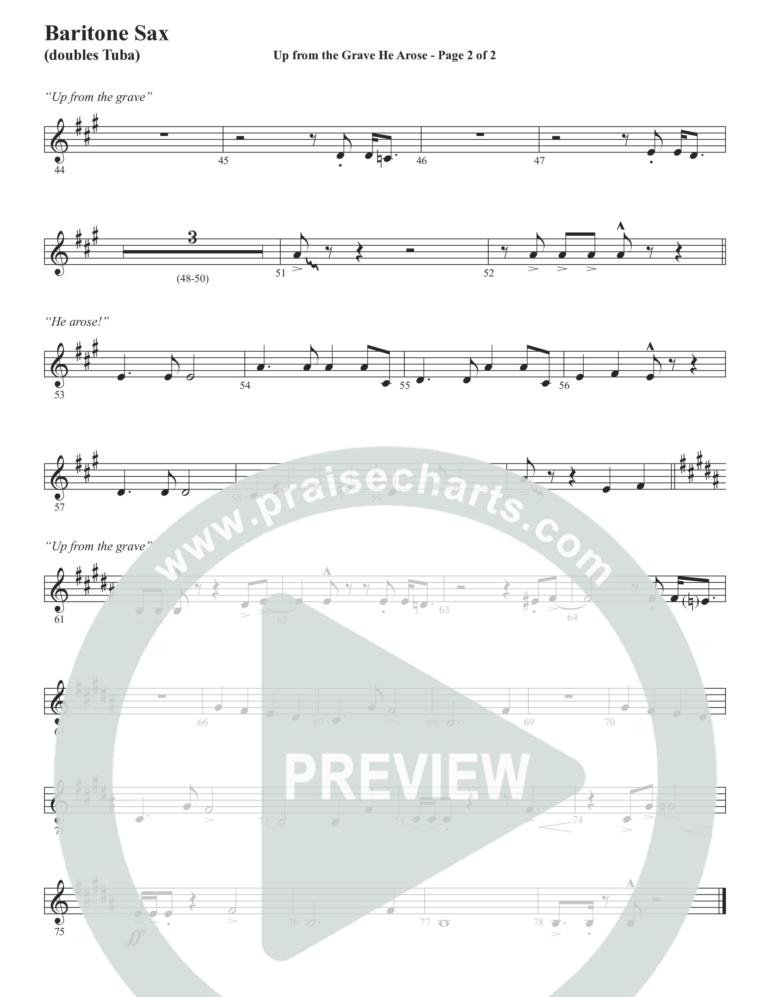 Up From The Grave He Arose (Choral Anthem SATB) Bari Sax (Word Music Choral / Arr. Marty Parks)