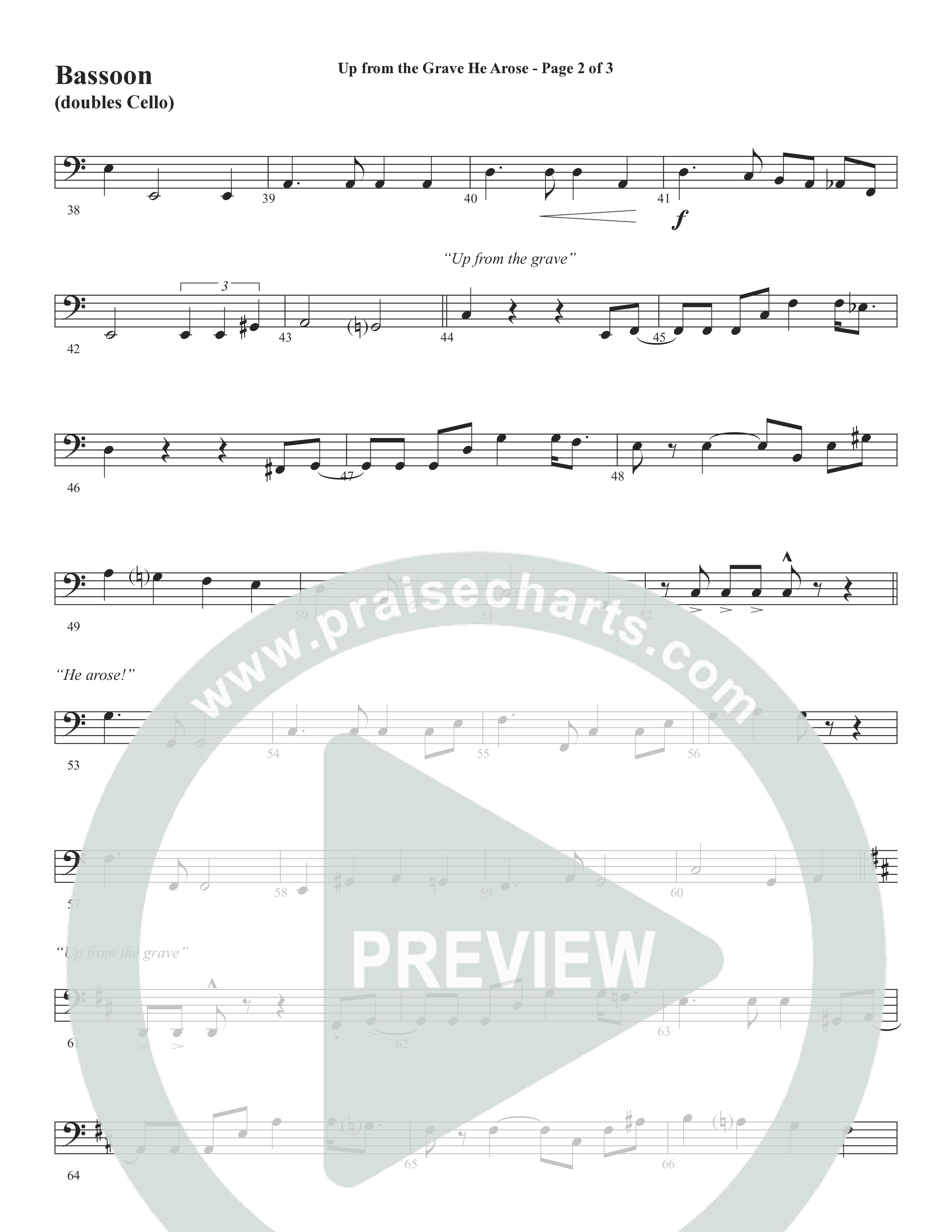 Up From The Grave He Arose (Choral Anthem SATB) Bassoon (Word Music Choral / Arr. Marty Parks)
