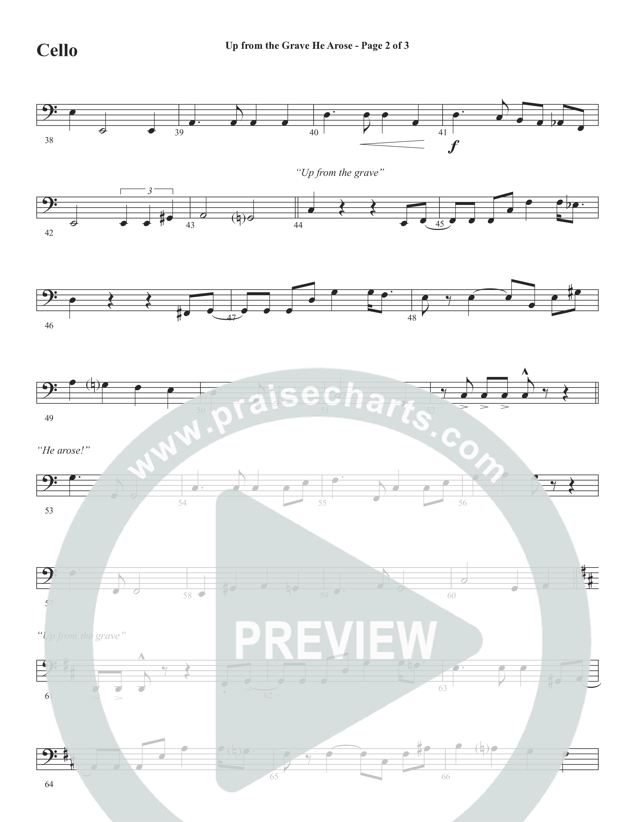 Up From The Grave He Arose (Choral Anthem SATB) Cello (Word Music Choral / Arr. Marty Parks)
