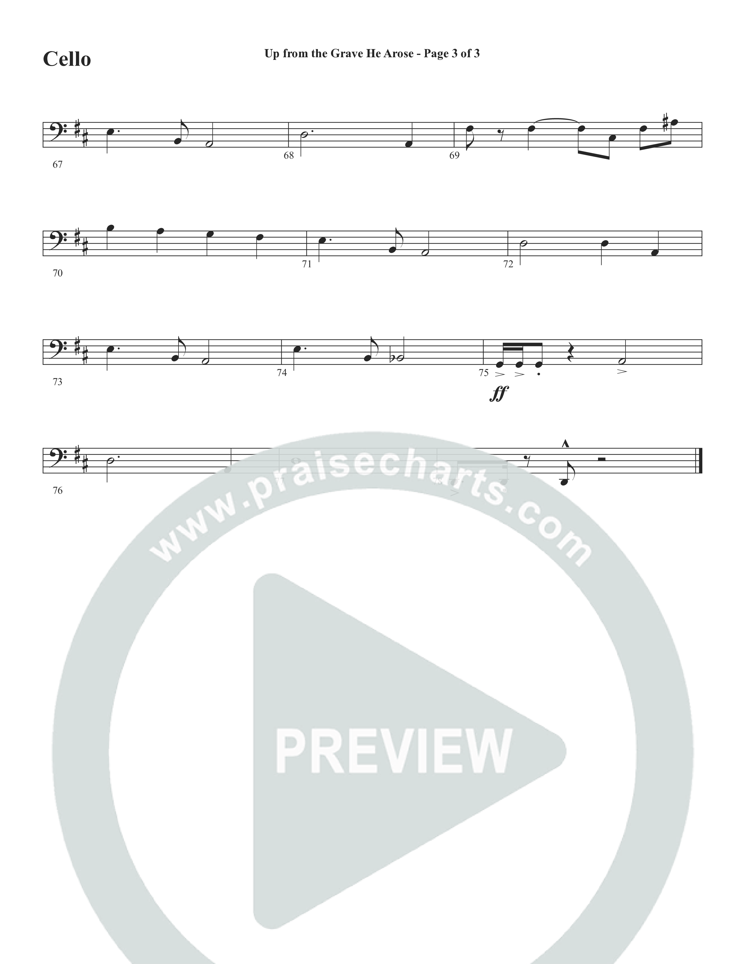 Up From The Grave He Arose (Choral Anthem SATB) Cello (Word Music Choral / Arr. Marty Parks)