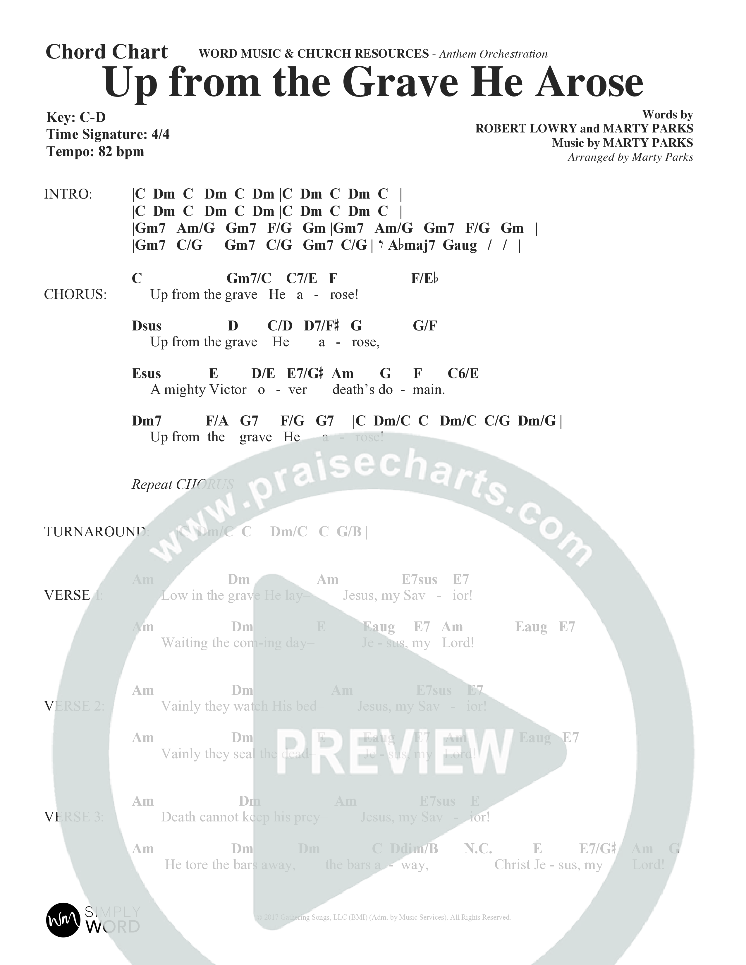 Up From The Grave He Arose (Choral Anthem SATB) Chord Chart (Word Music Choral / Arr. Marty Parks)