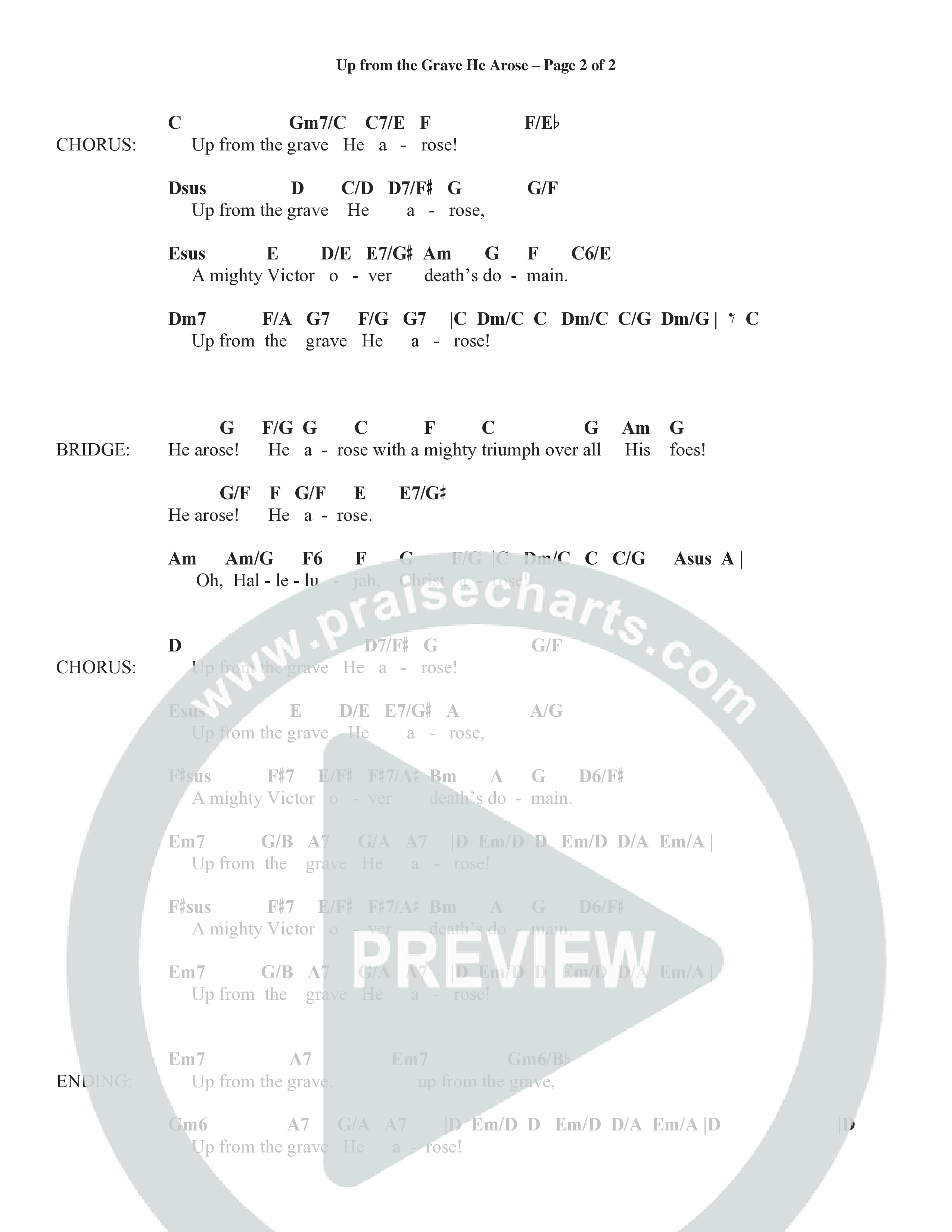 Up From The Grave He Arose (Choral Anthem SATB) Chord Chart (Word Music Choral / Arr. Marty Parks)