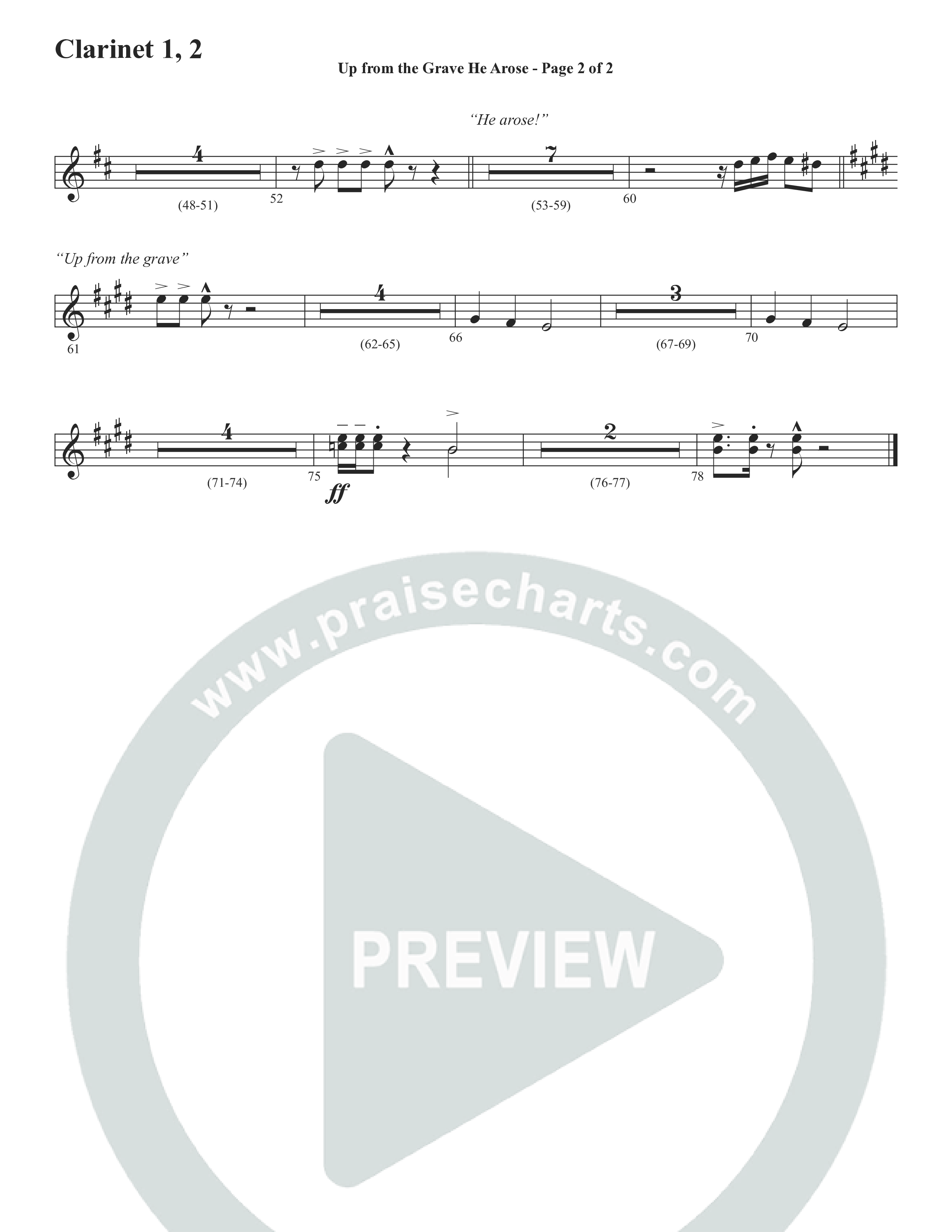 Up From The Grave He Arose (Choral Anthem SATB) Clarinet 1/2 (Word Music Choral / Arr. Marty Parks)