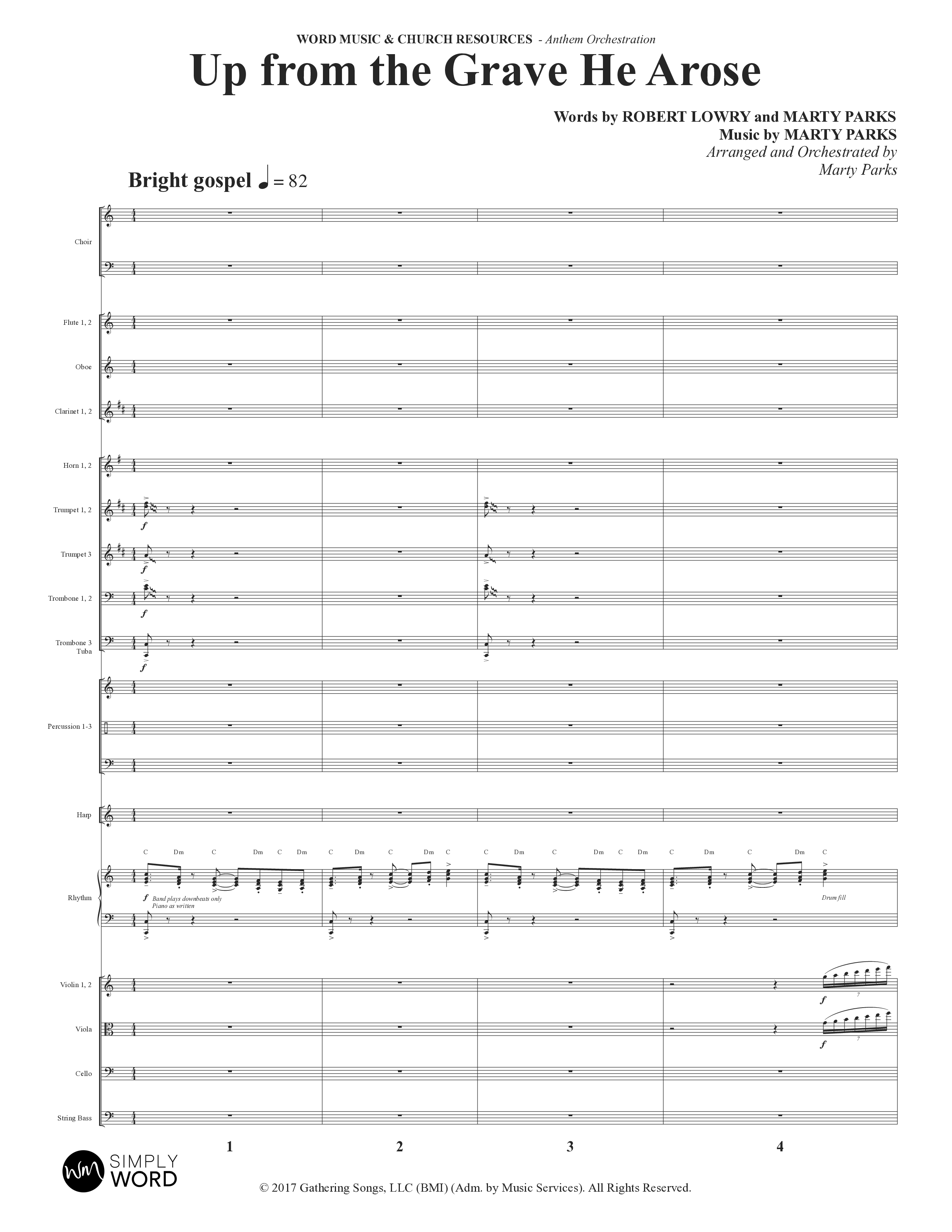 Up From The Grave He Arose (Choral Anthem SATB) Orchestration (Word Music Choral / Arr. Marty Parks)