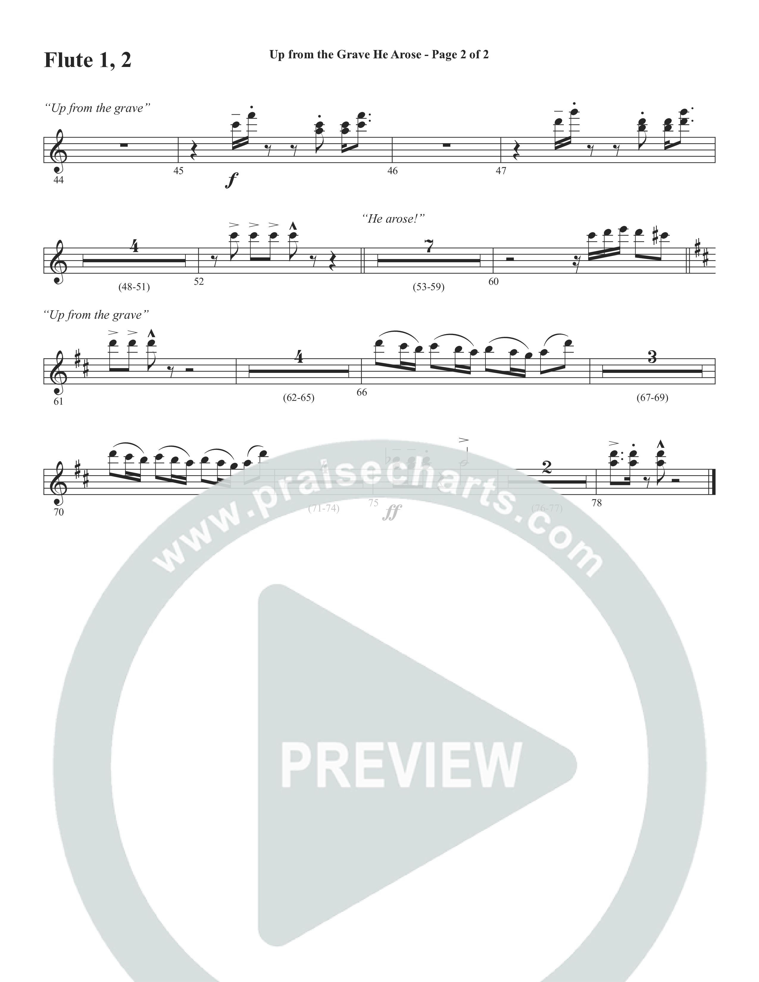 Up From The Grave He Arose (Choral Anthem SATB) Flute 1/2 (Word Music Choral / Arr. Marty Parks)