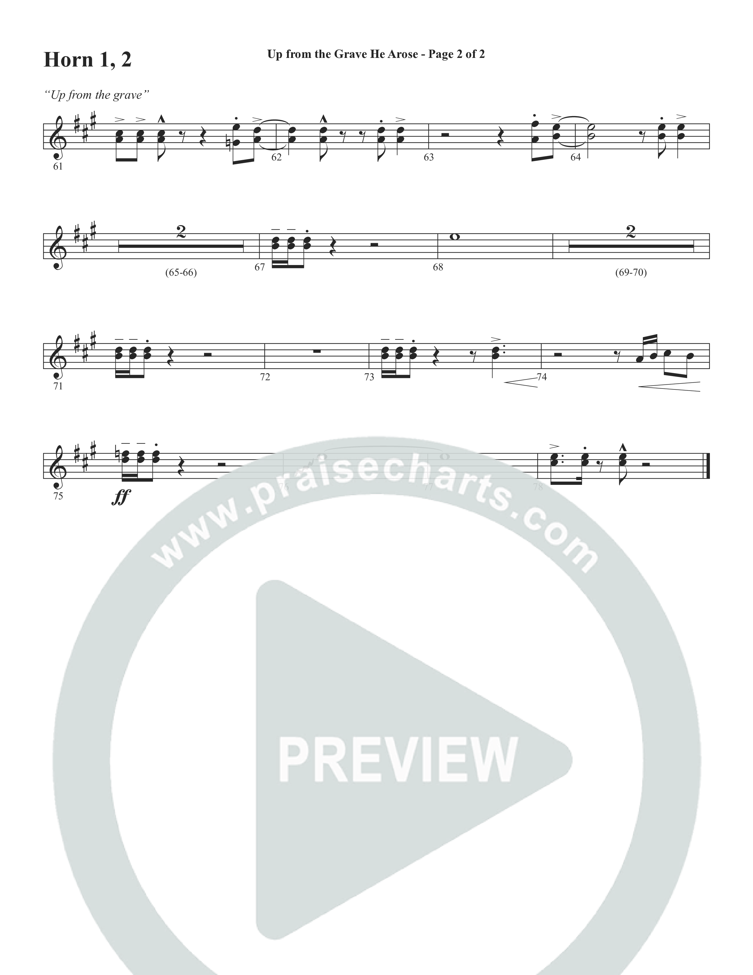 Up From The Grave He Arose (Choral Anthem SATB) French Horn (Word Music Choral / Arr. Marty Parks)