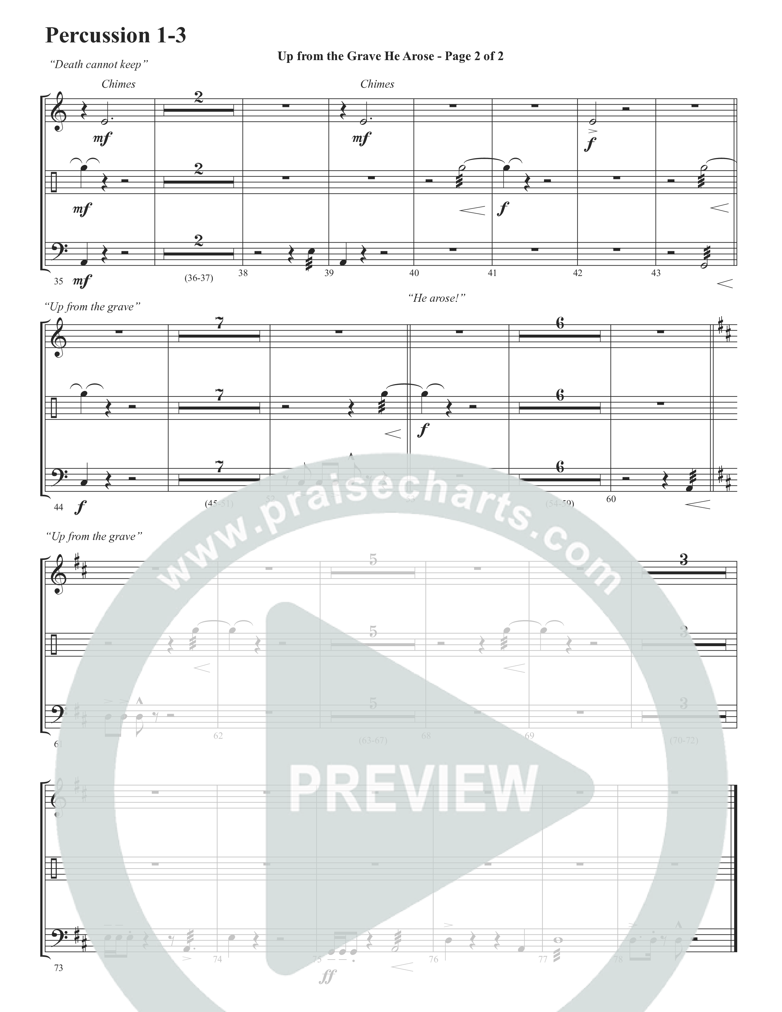 Up From The Grave He Arose (Choral Anthem SATB) Percussion (Word Music Choral / Arr. Marty Parks)