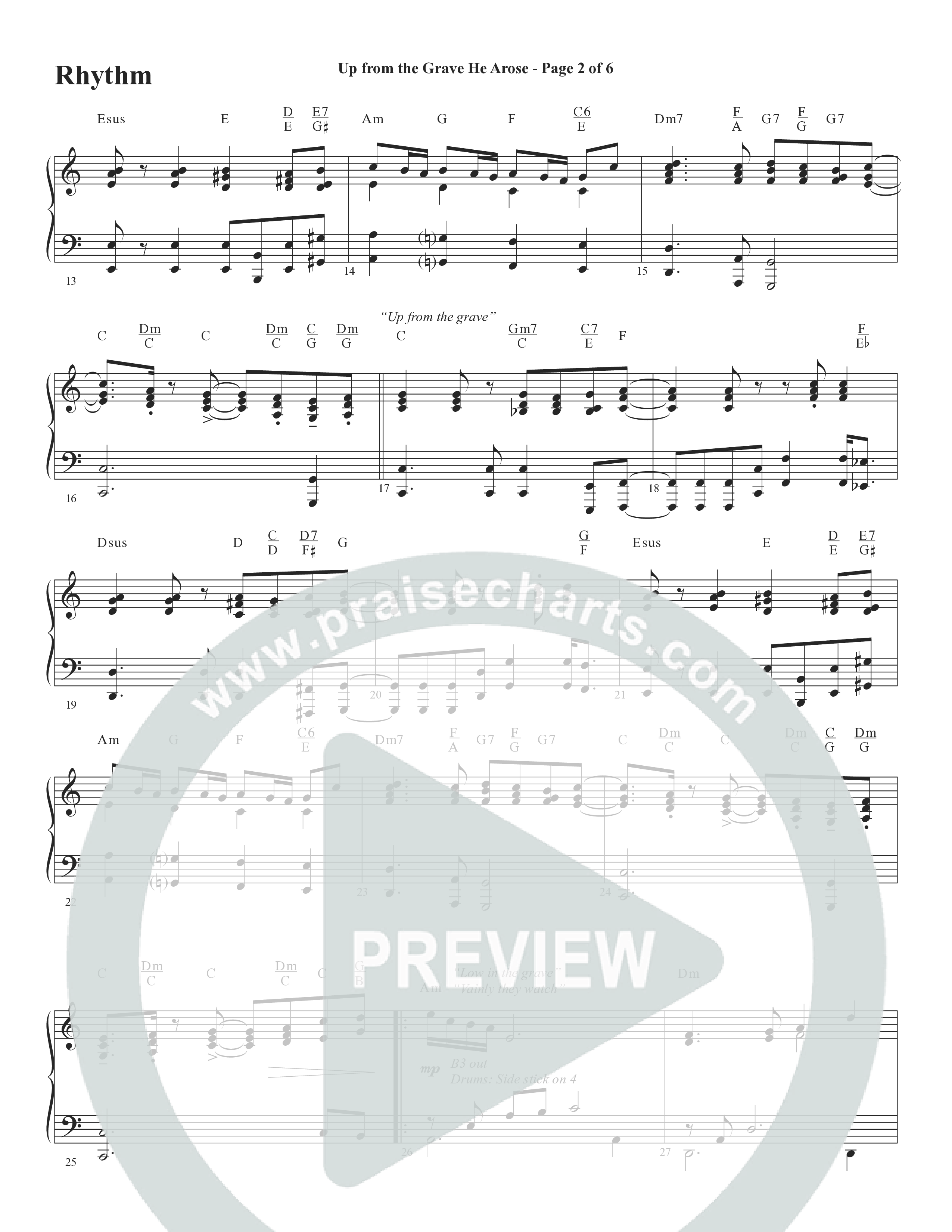 Up From The Grave He Arose (Choral Anthem SATB) Rhythm Chart (Word Music Choral / Arr. Marty Parks)