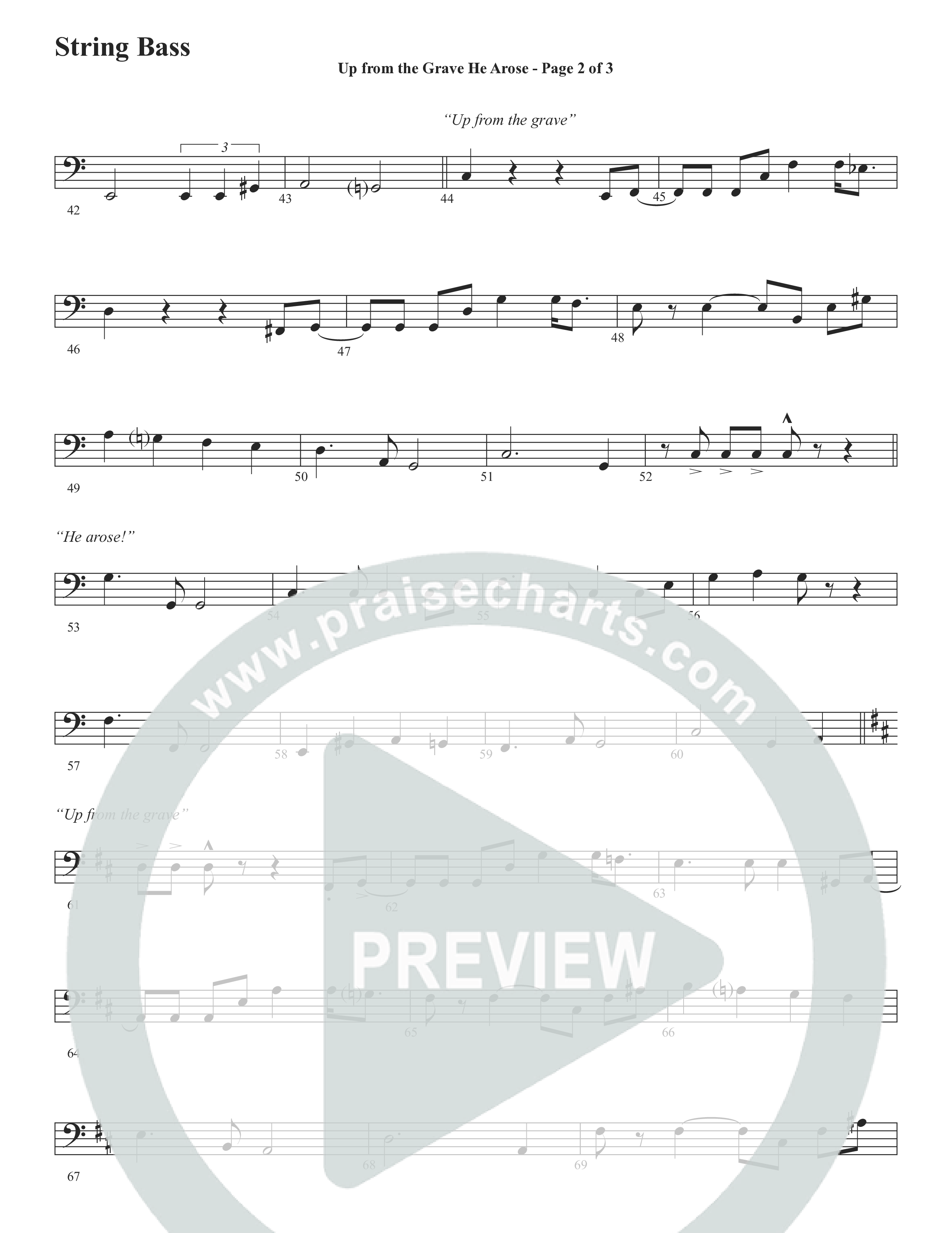 Up From The Grave He Arose (Choral Anthem SATB) String Bass (Word Music Choral / Arr. Marty Parks)