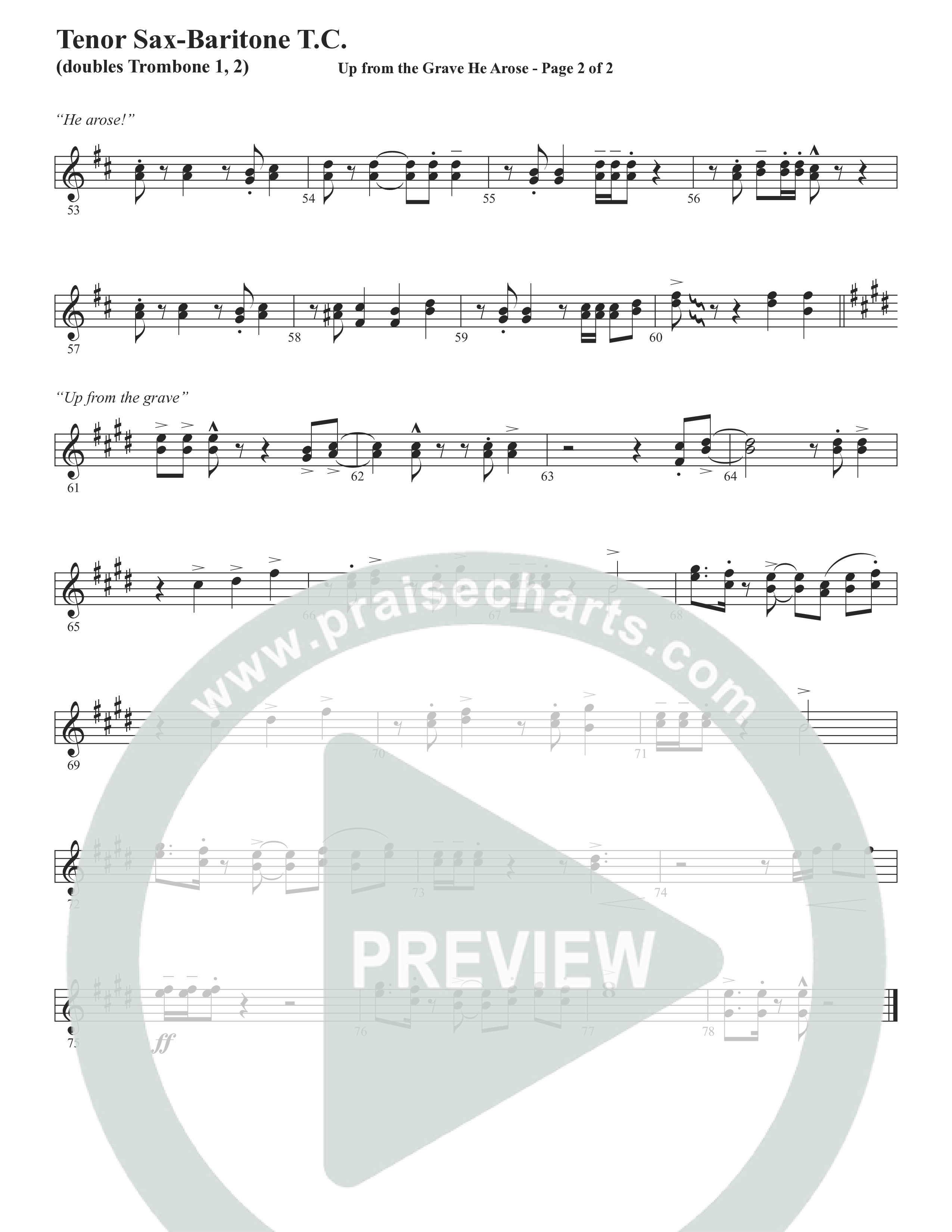 Up From The Grave He Arose (Choral Anthem SATB) Tenor Sax/Baritone T.C. (Word Music Choral / Arr. Marty Parks)