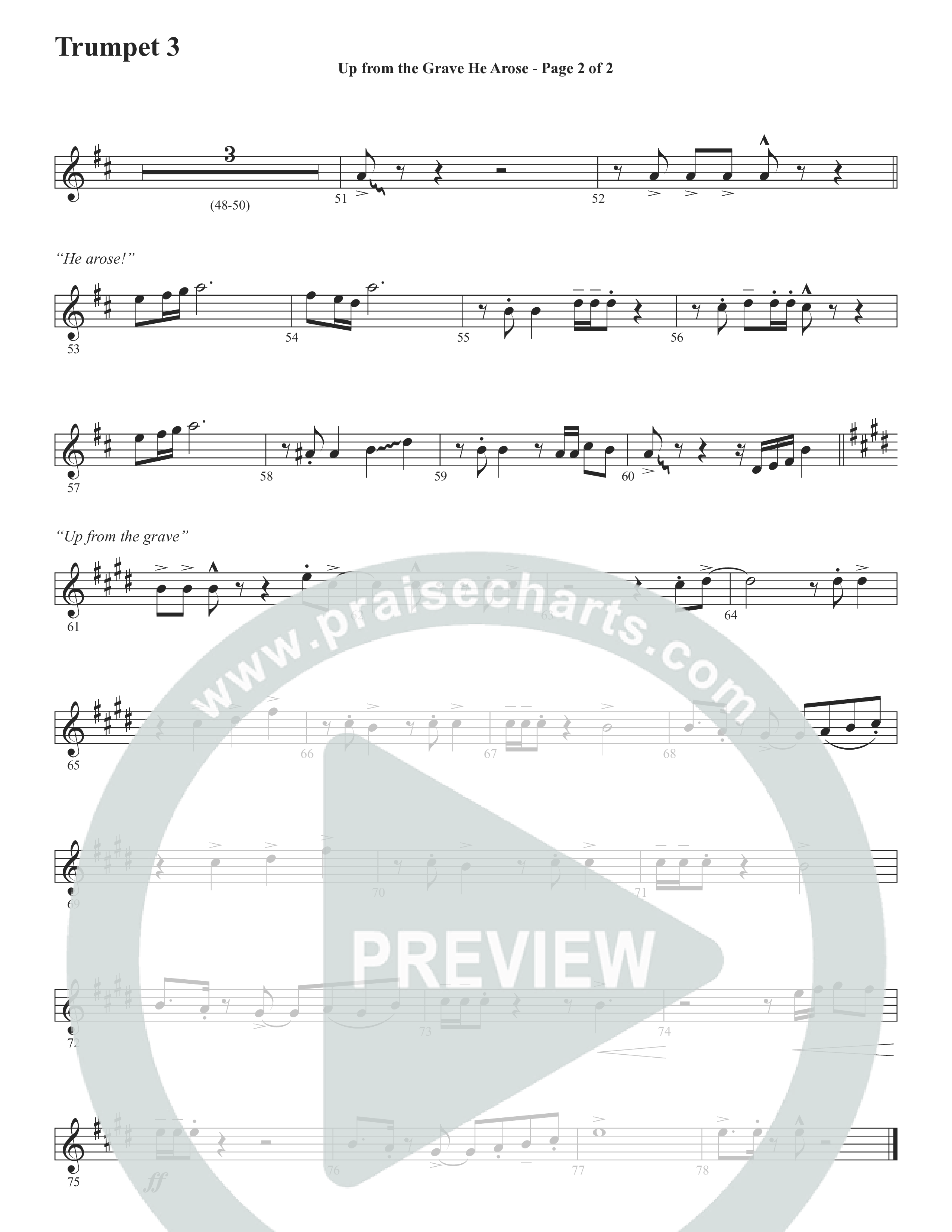 Up From The Grave He Arose (Choral Anthem SATB) Trumpet 3 (Word Music Choral / Arr. Marty Parks)