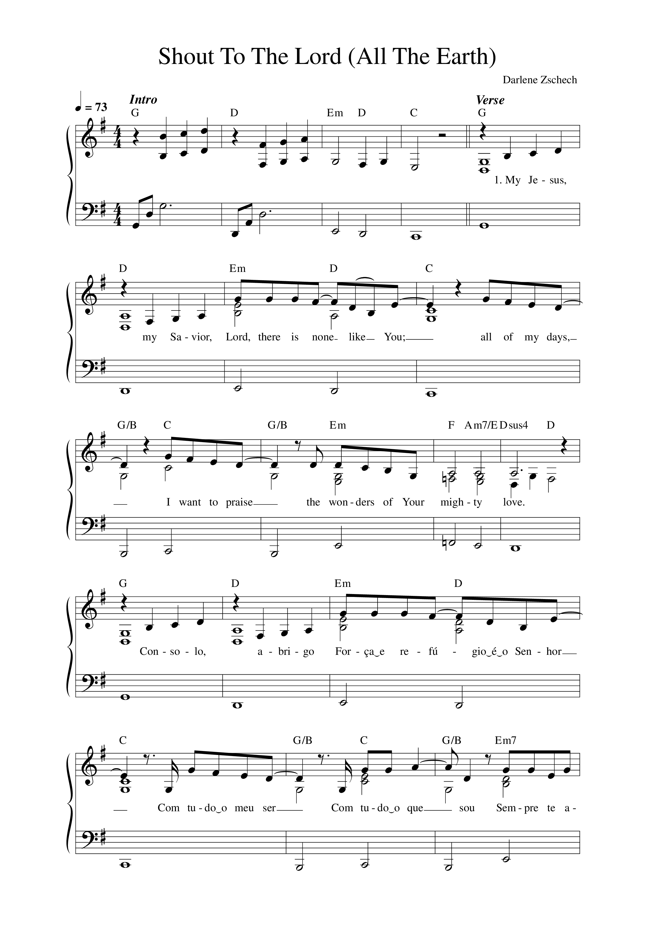Shout To The Lord (All The Earth) Lead Sheet Melody (Darlene Zschech / Ingrid Rosario / Ana Paula Valadão)