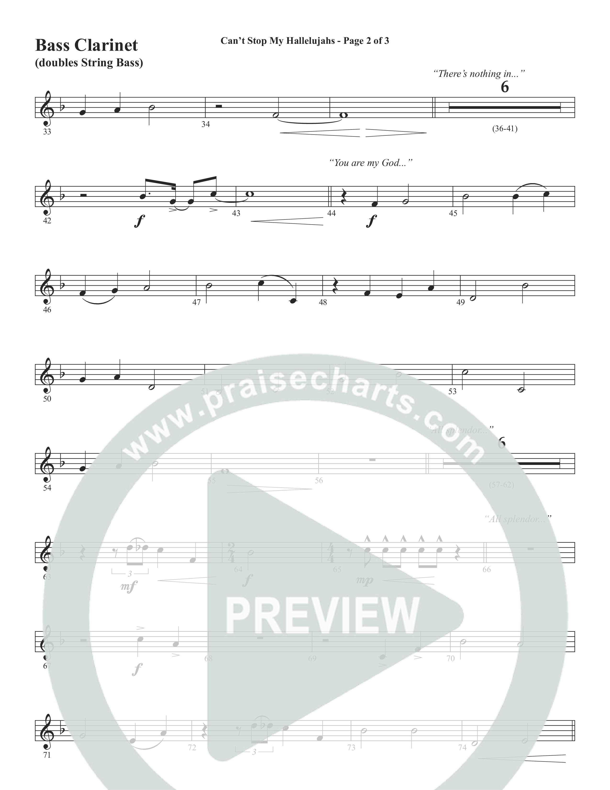 Can't Stop My Hallelujahs (Choral Anthem SATB) Bass Clarinet (Word Music Choral / Arr. David Wise)