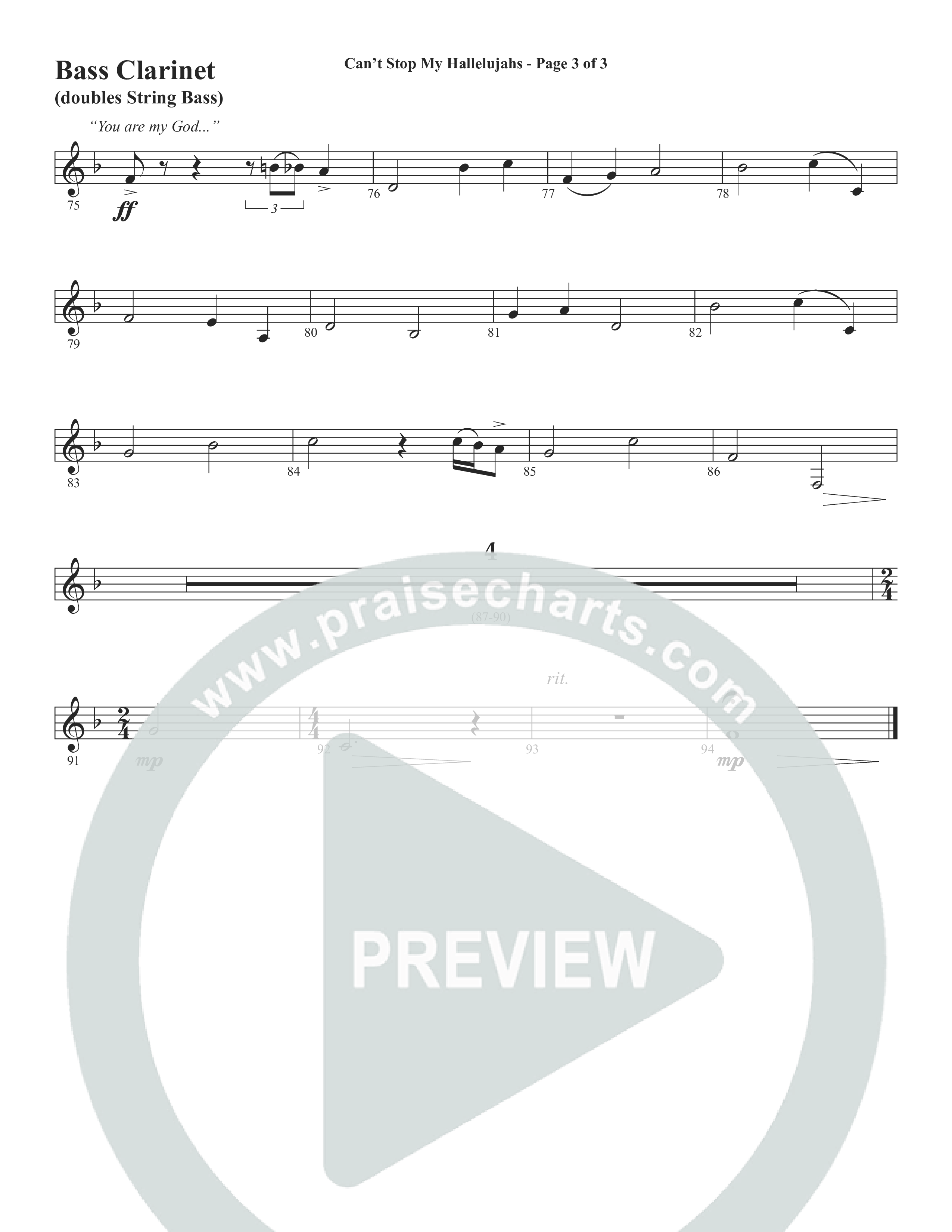 Can't Stop My Hallelujahs (Choral Anthem SATB) Bass Clarinet (Word Music Choral / Arr. David Wise)