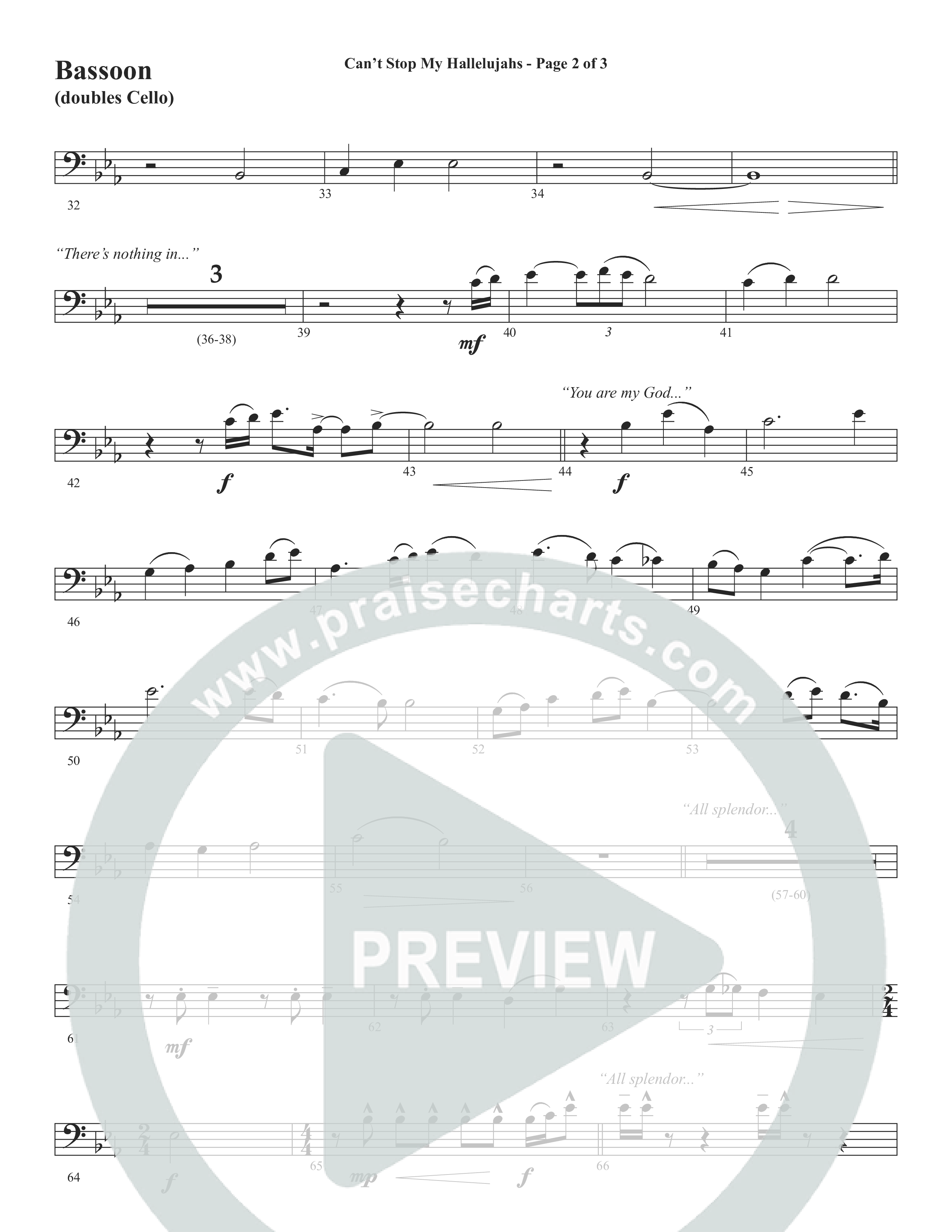 Can't Stop My Hallelujahs (Choral Anthem SATB) Bassoon (Word Music Choral / Arr. David Wise)