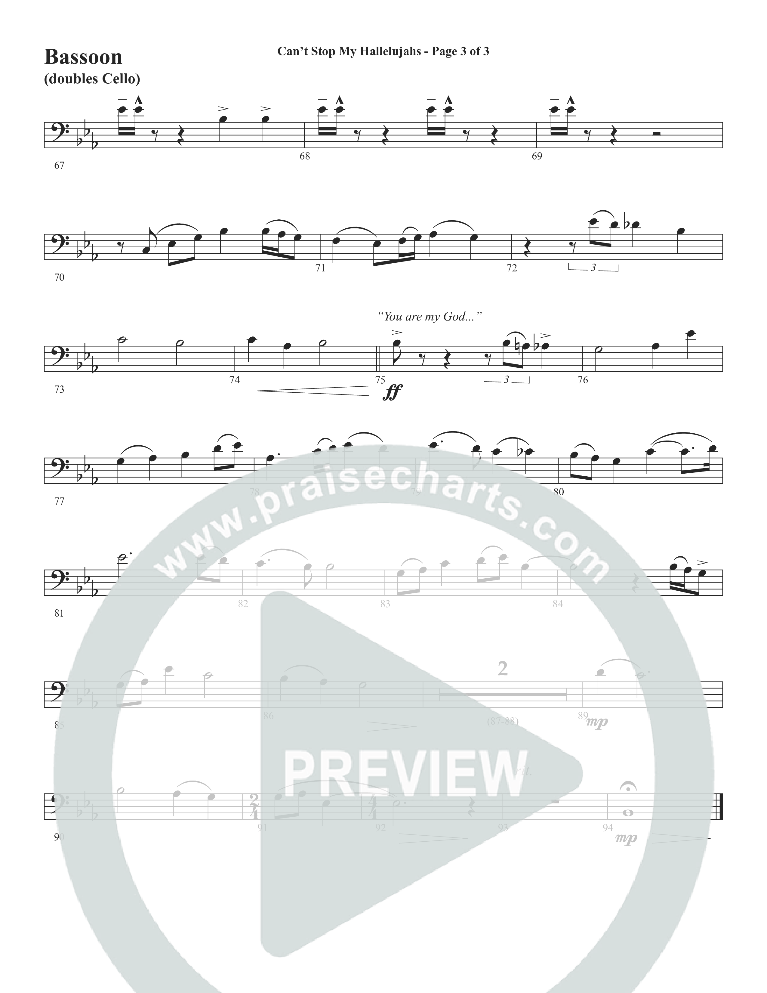 Can't Stop My Hallelujahs (Choral Anthem SATB) Bassoon (Word Music Choral / Arr. David Wise)
