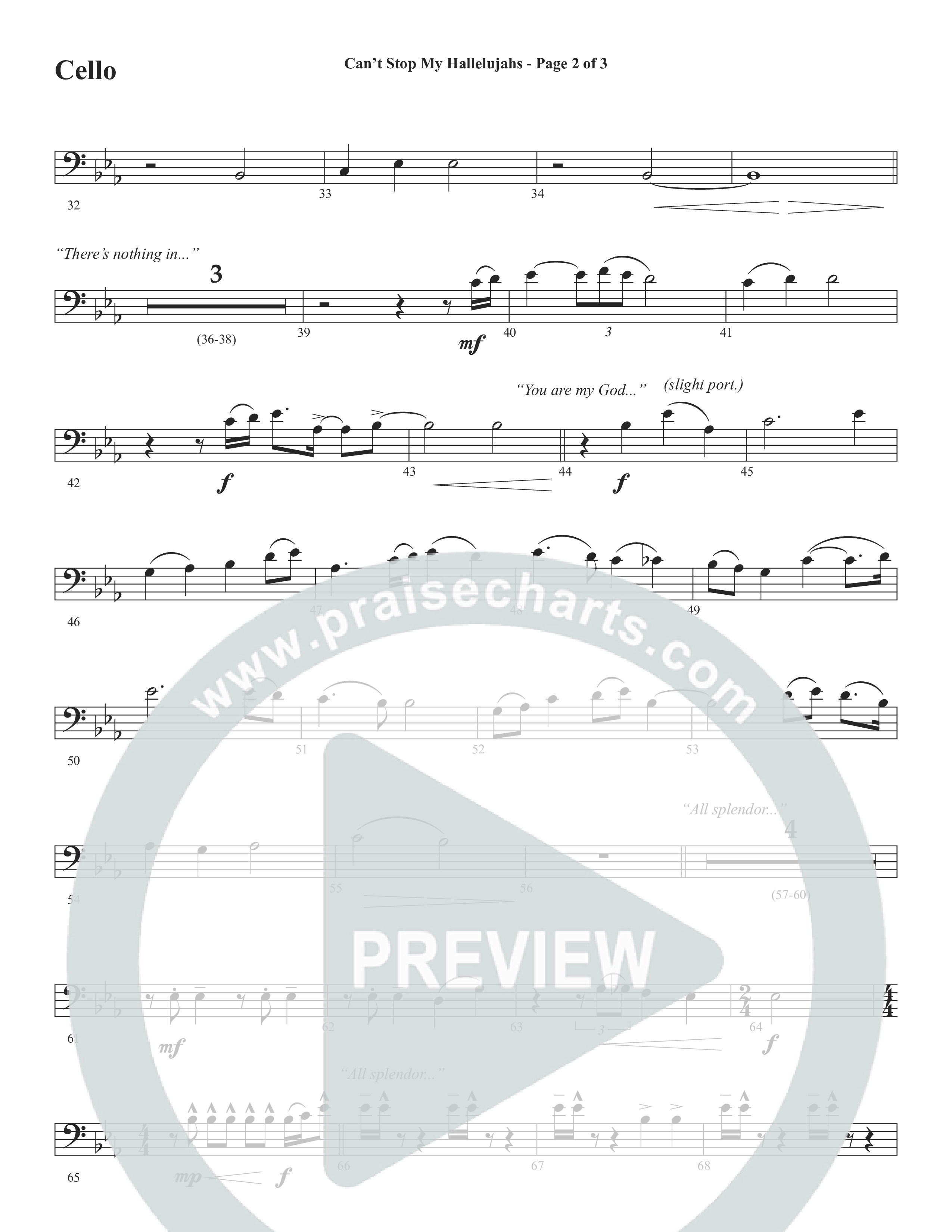 Can't Stop My Hallelujahs (Choral Anthem SATB) Cello (Word Music Choral / Arr. David Wise)