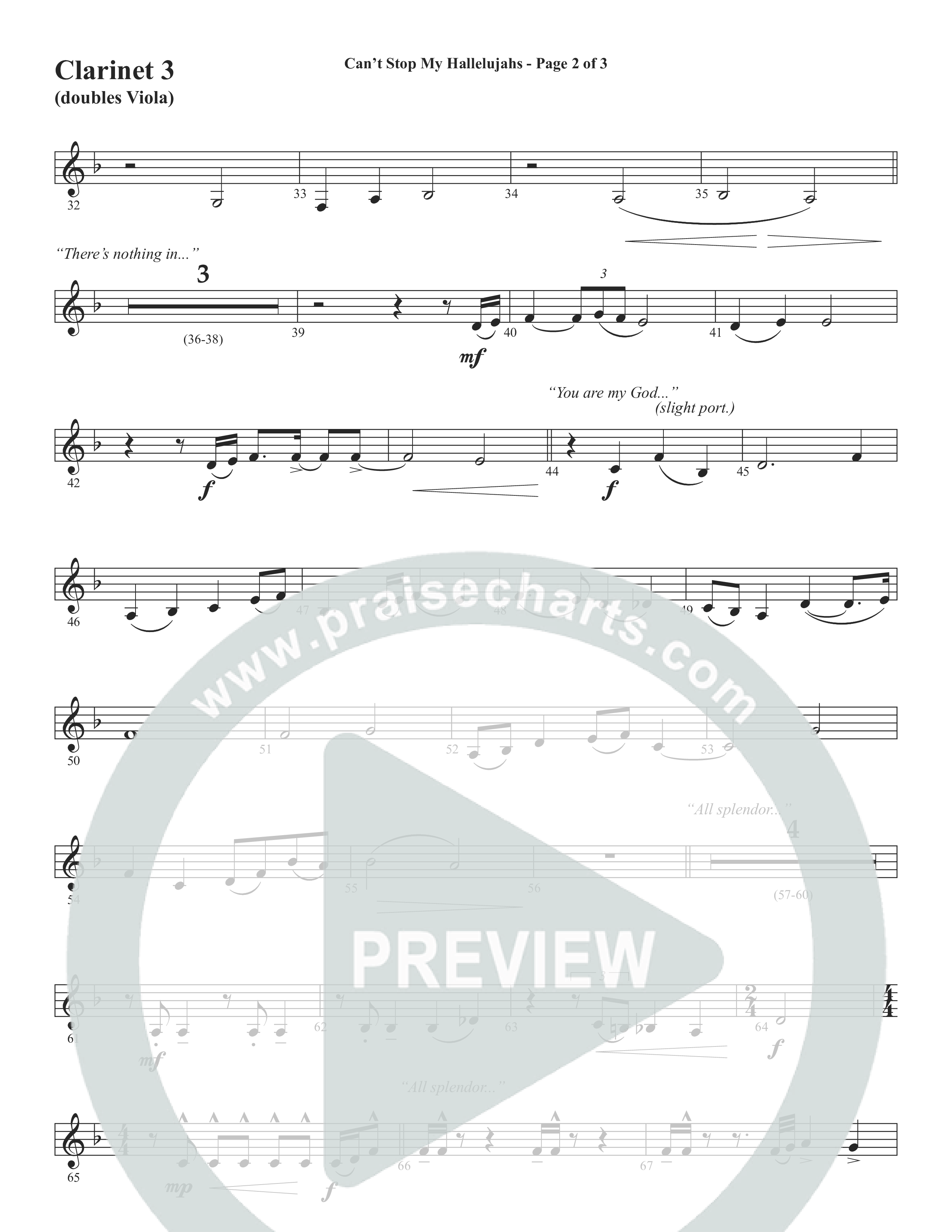 Can't Stop My Hallelujahs (Choral Anthem SATB) Clarinet 3 (Word Music Choral / Arr. David Wise)
