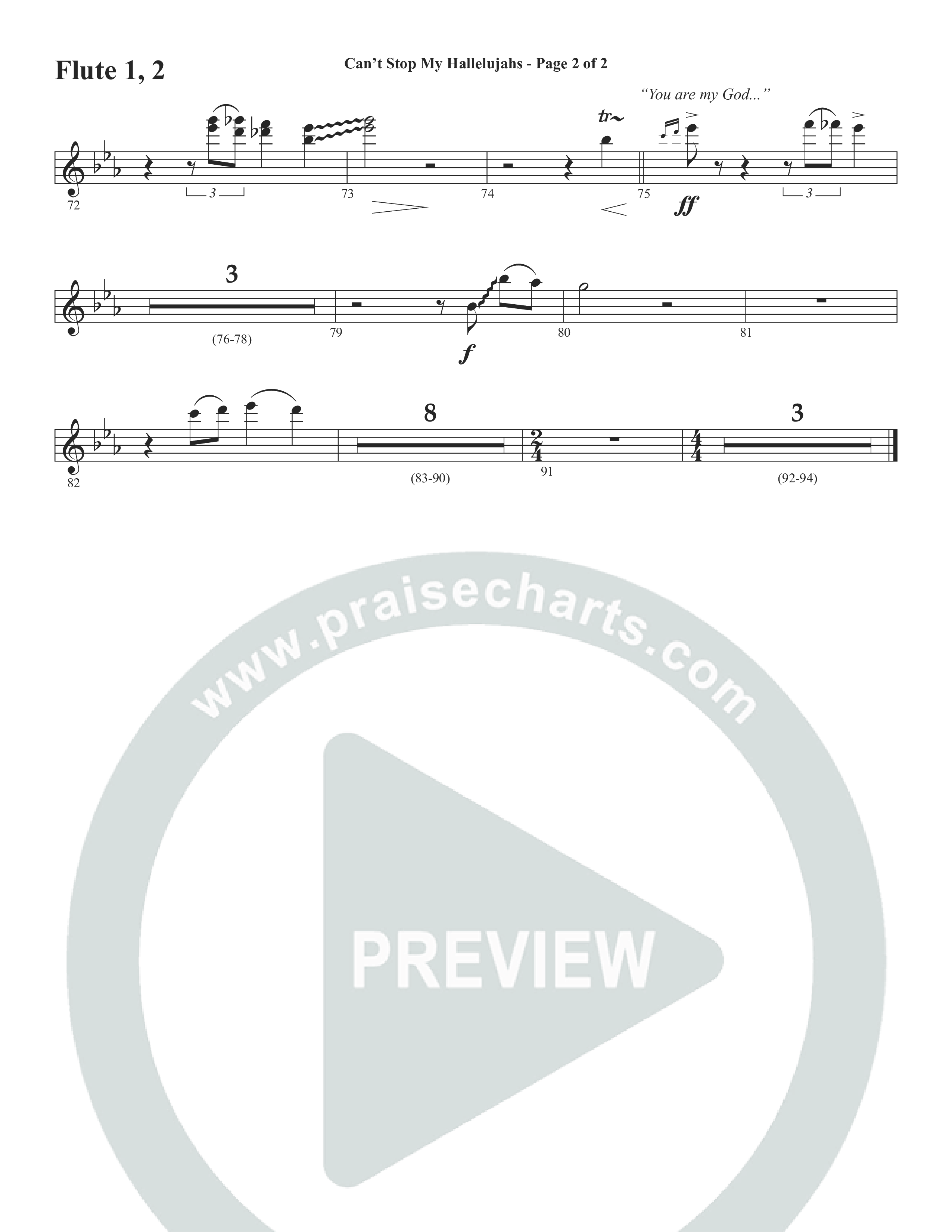 Can't Stop My Hallelujahs (Choral Anthem SATB) Flute 1/2 (Word Music Choral / Arr. David Wise)