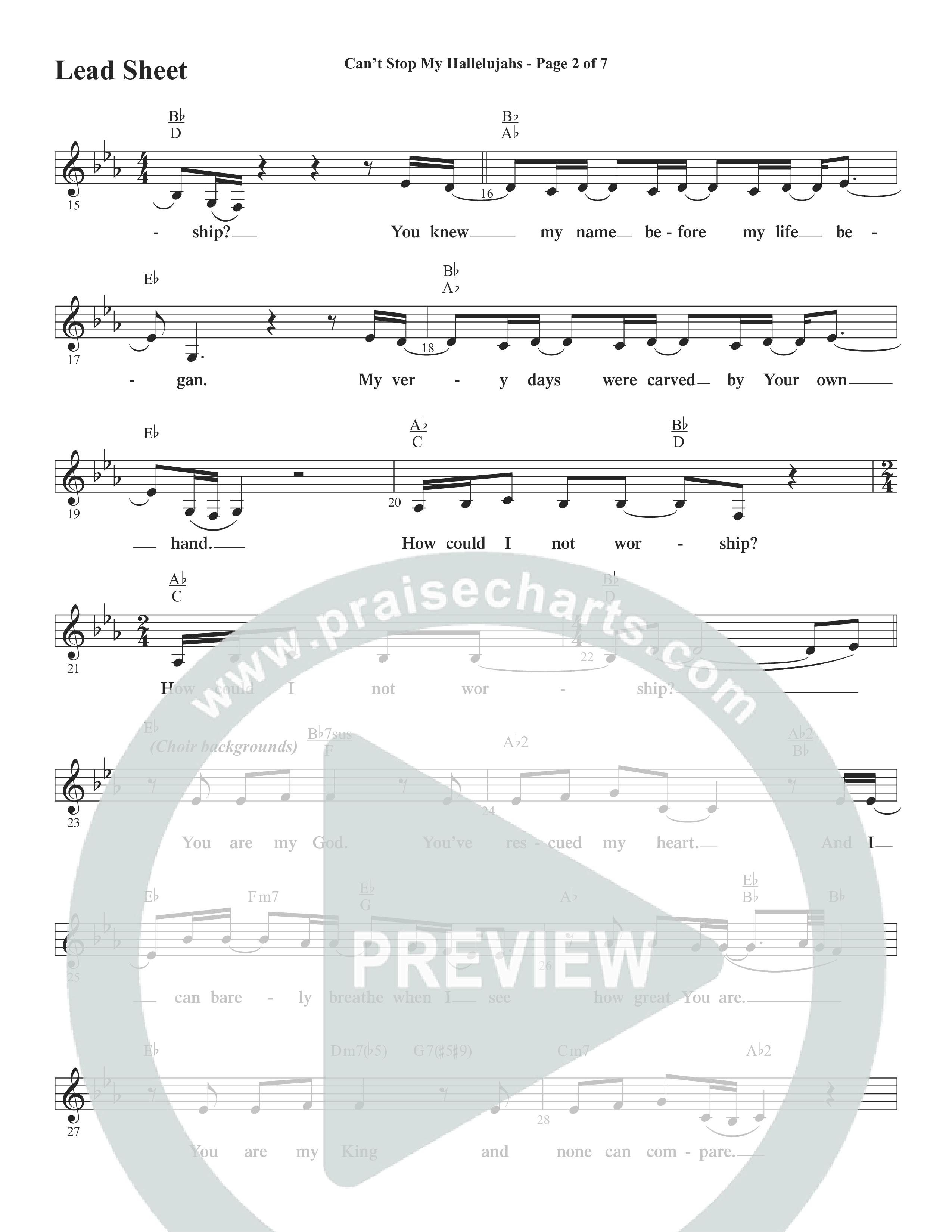 Can't Stop My Hallelujahs (Choral Anthem SATB) Lead Sheet (Melody) (Word Music Choral / Arr. David Wise)