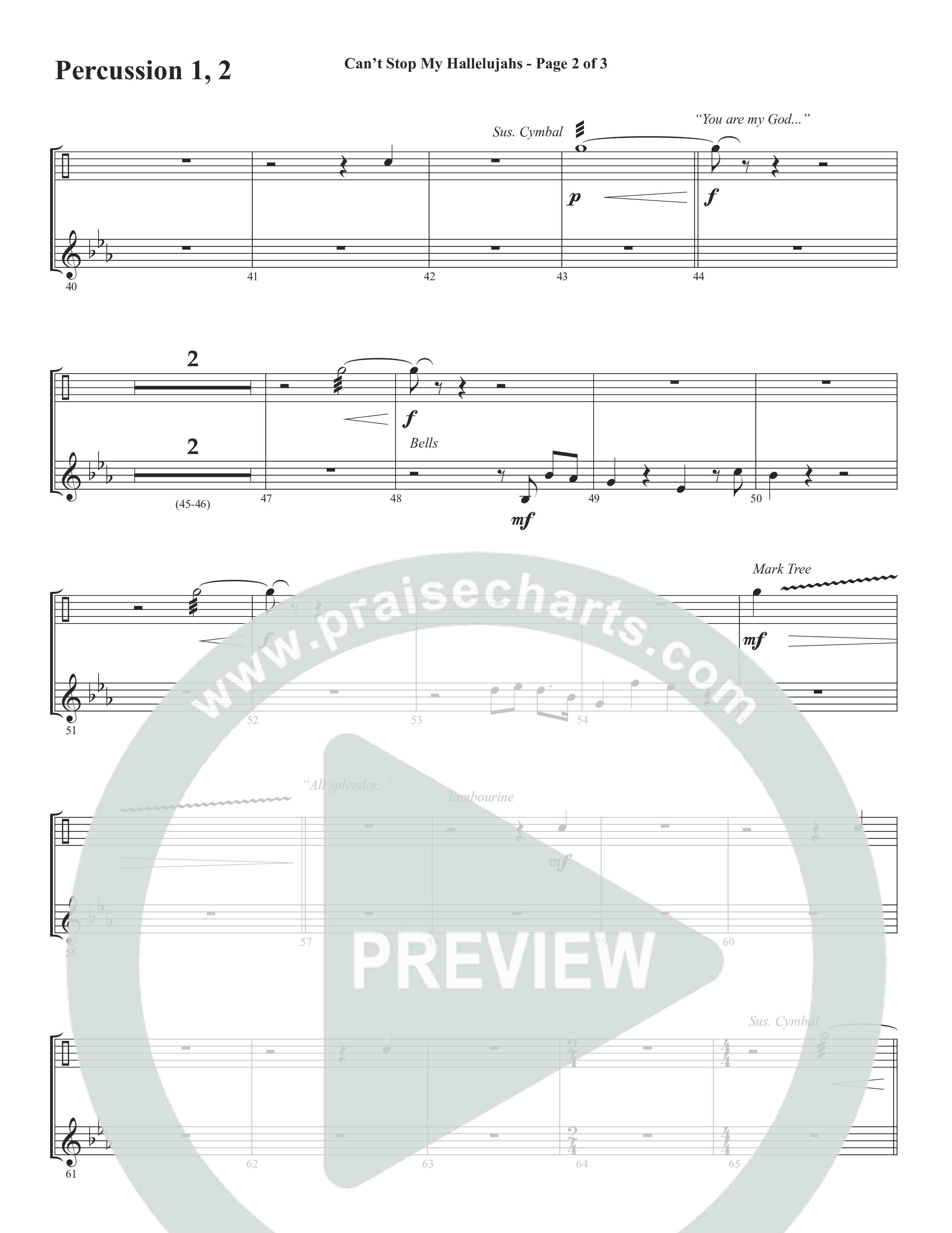 Can't Stop My Hallelujahs (Choral Anthem SATB) Percussion (Word Music Choral / Arr. David Wise)
