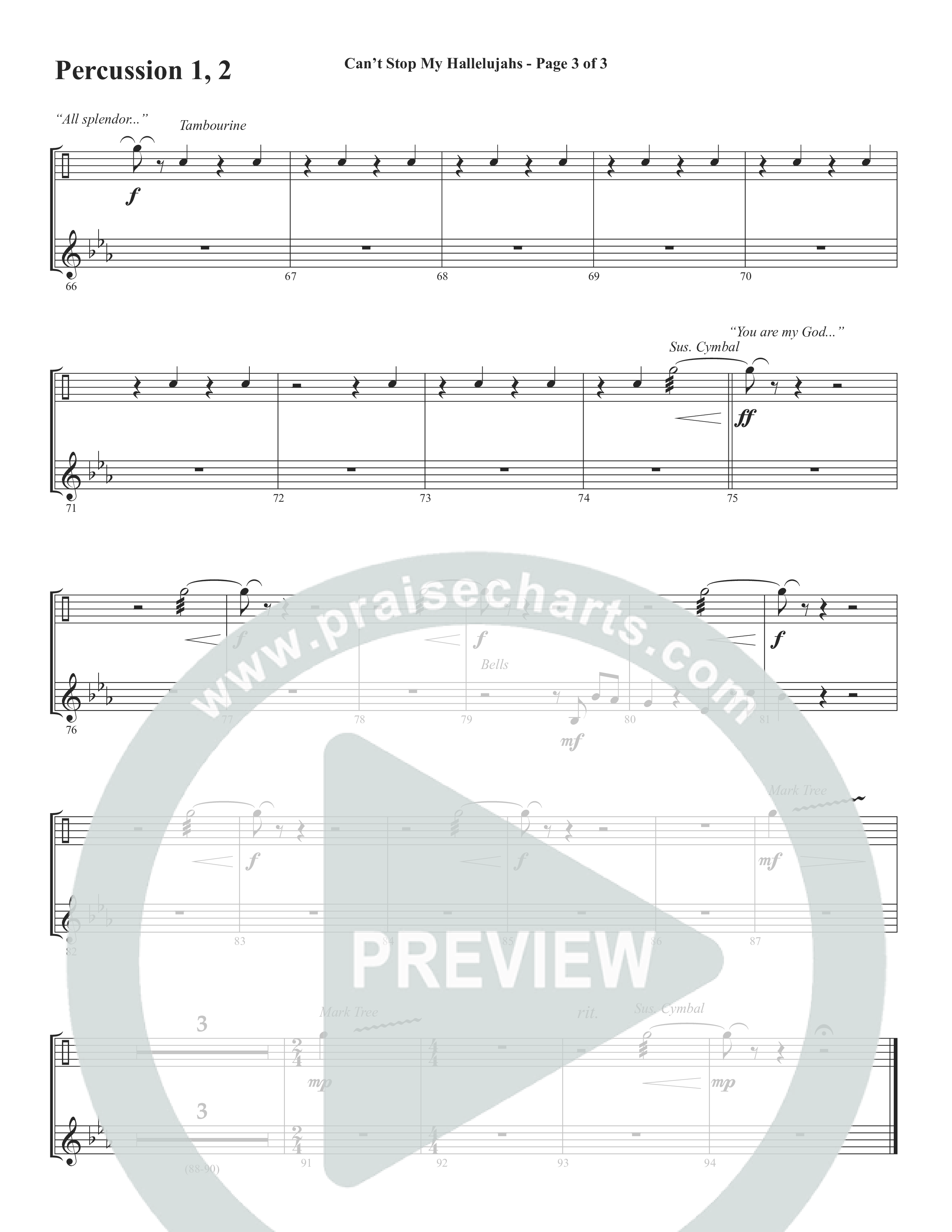 Can't Stop My Hallelujahs (Choral Anthem SATB) Percussion (Word Music Choral / Arr. David Wise)
