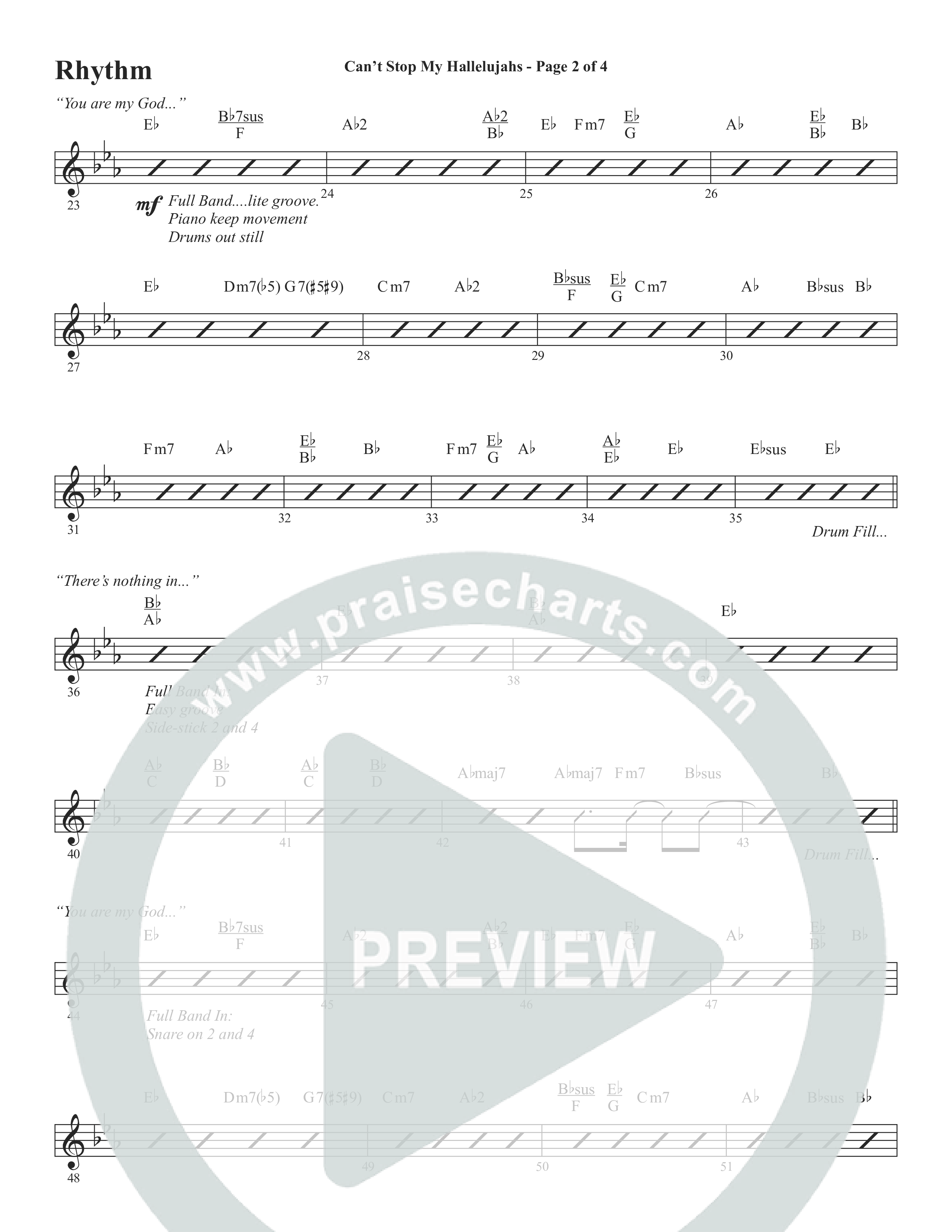 Can't Stop My Hallelujahs (Choral Anthem SATB) Rhythm Chart (Word Music Choral / Arr. David Wise)