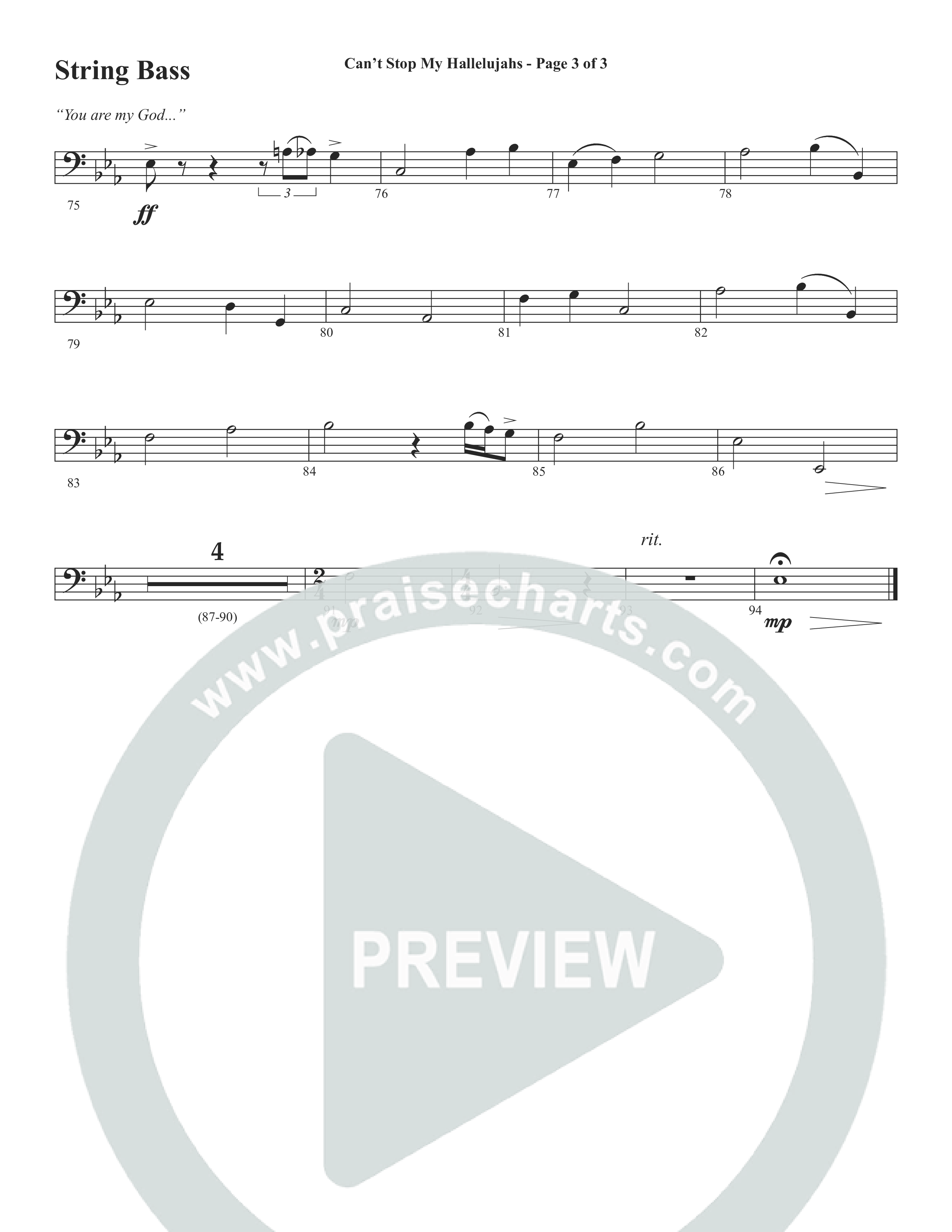 Can't Stop My Hallelujahs (Choral Anthem SATB) String Bass (Word Music Choral / Arr. David Wise)
