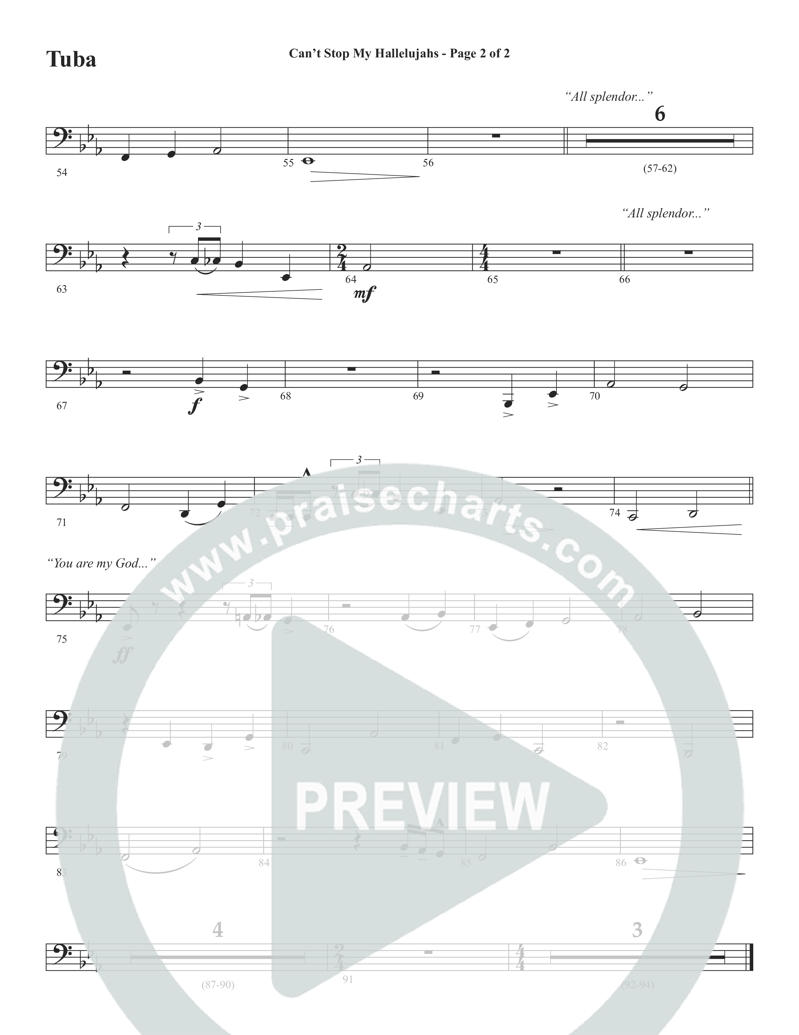 Can't Stop My Hallelujahs (Choral Anthem SATB) Tuba (Word Music Choral / Arr. David Wise)