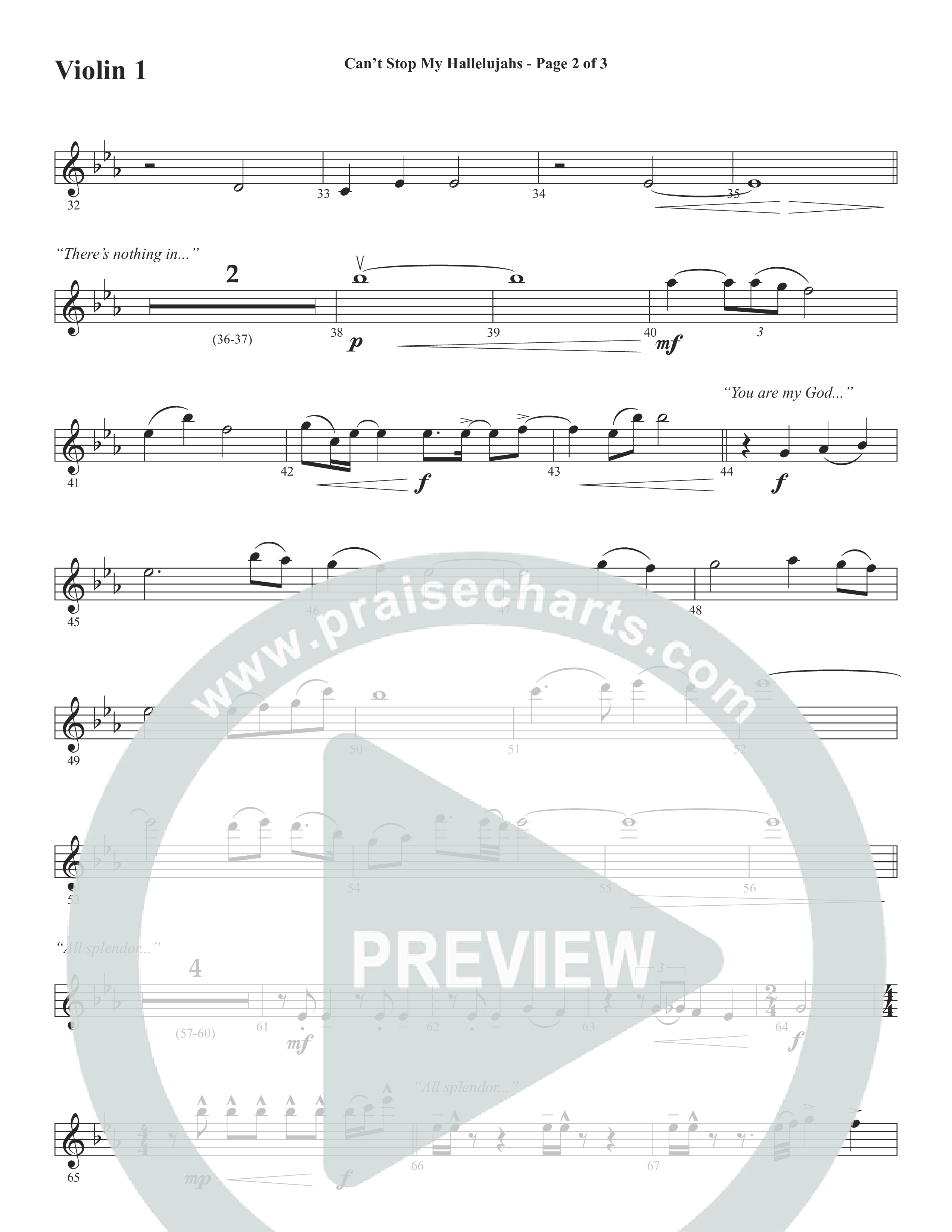 Can't Stop My Hallelujahs (Choral Anthem SATB) Violin 1/2 (Word Music Choral / Arr. David Wise)