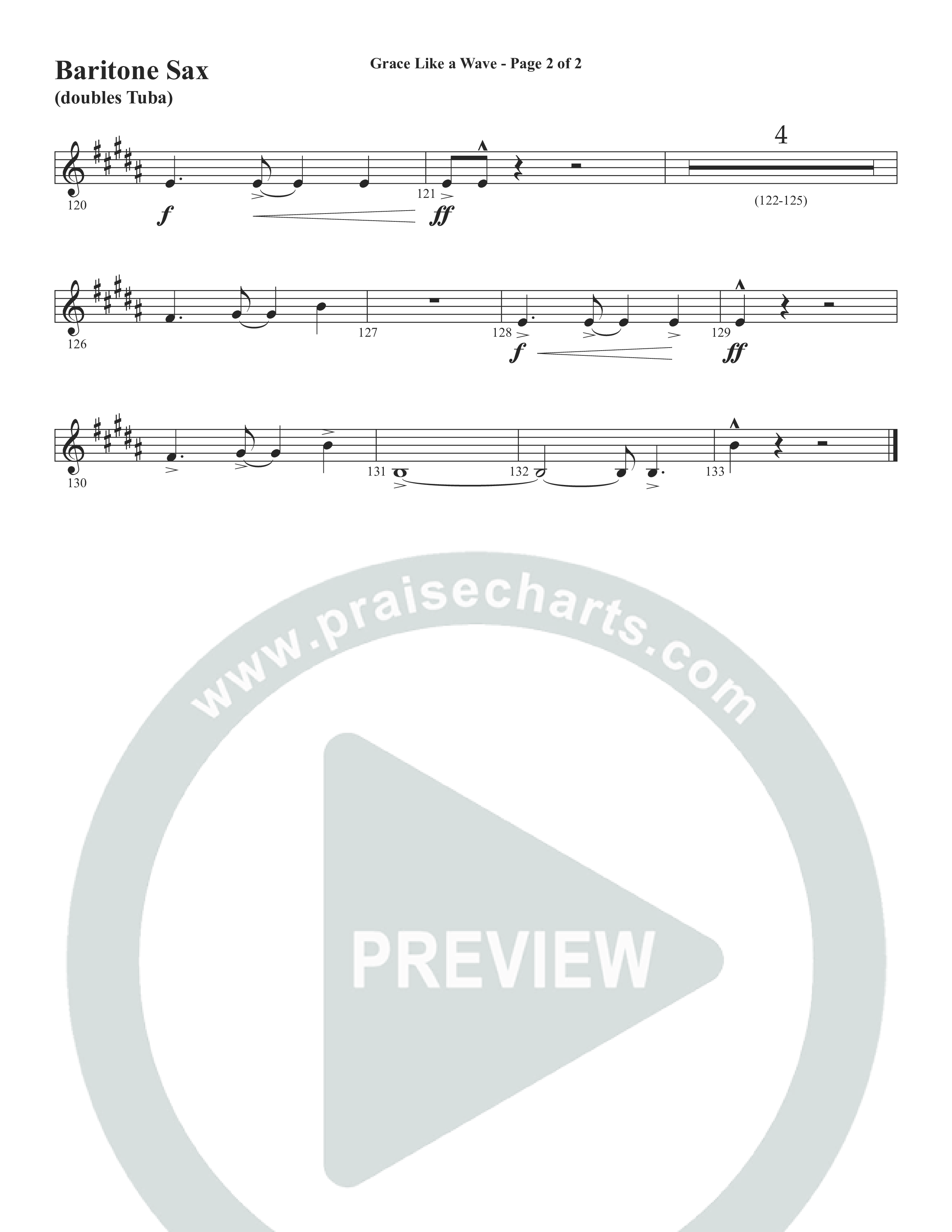 Grace Like A Wave (Choral Anthem SATB) Bari Sax (Word Music Choral / Arr. Cliff Duren)