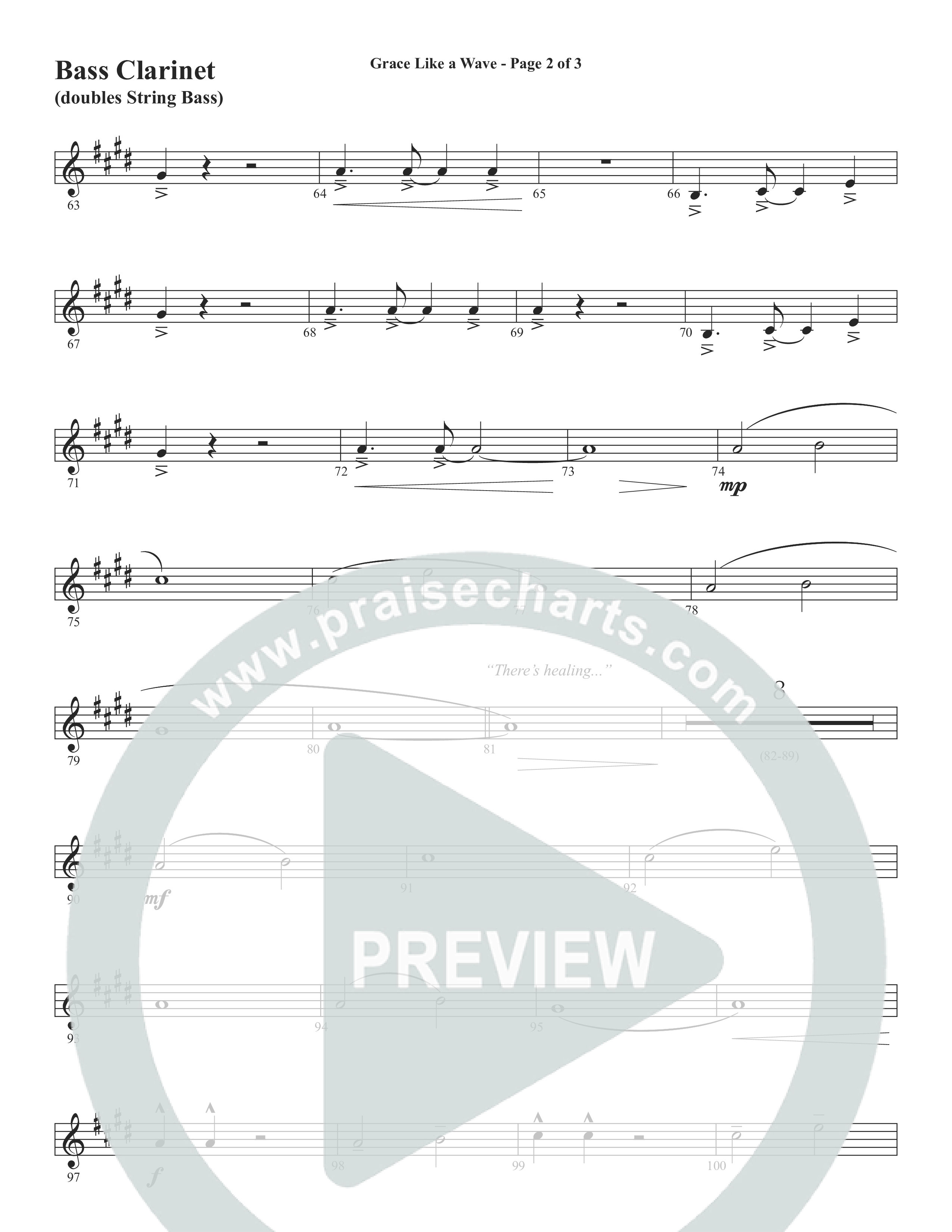 Grace Like A Wave (Choral Anthem SATB) Bass Clarinet (Word Music Choral / Arr. Cliff Duren)