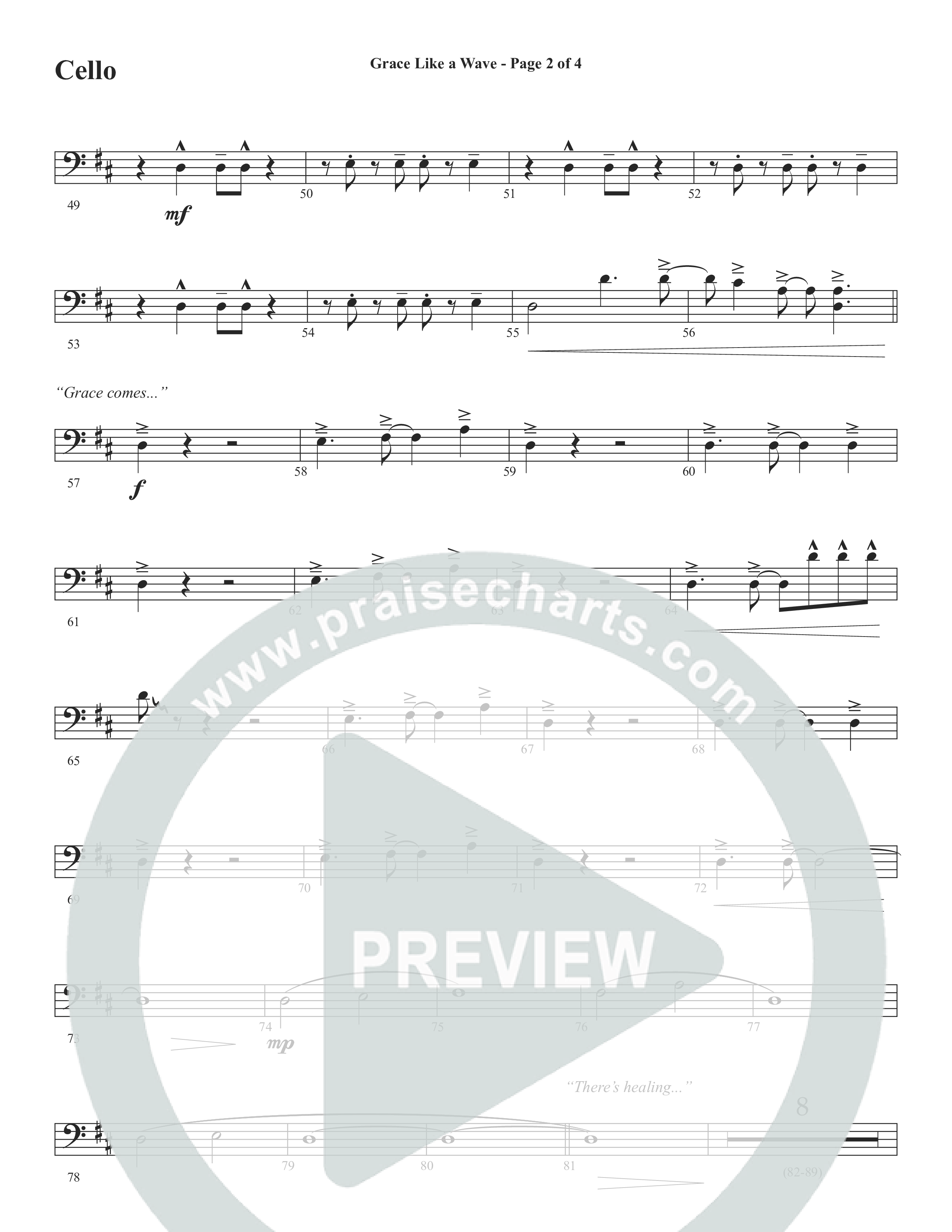 Grace Like A Wave (Choral Anthem SATB) Cello (Word Music Choral / Arr. Cliff Duren)