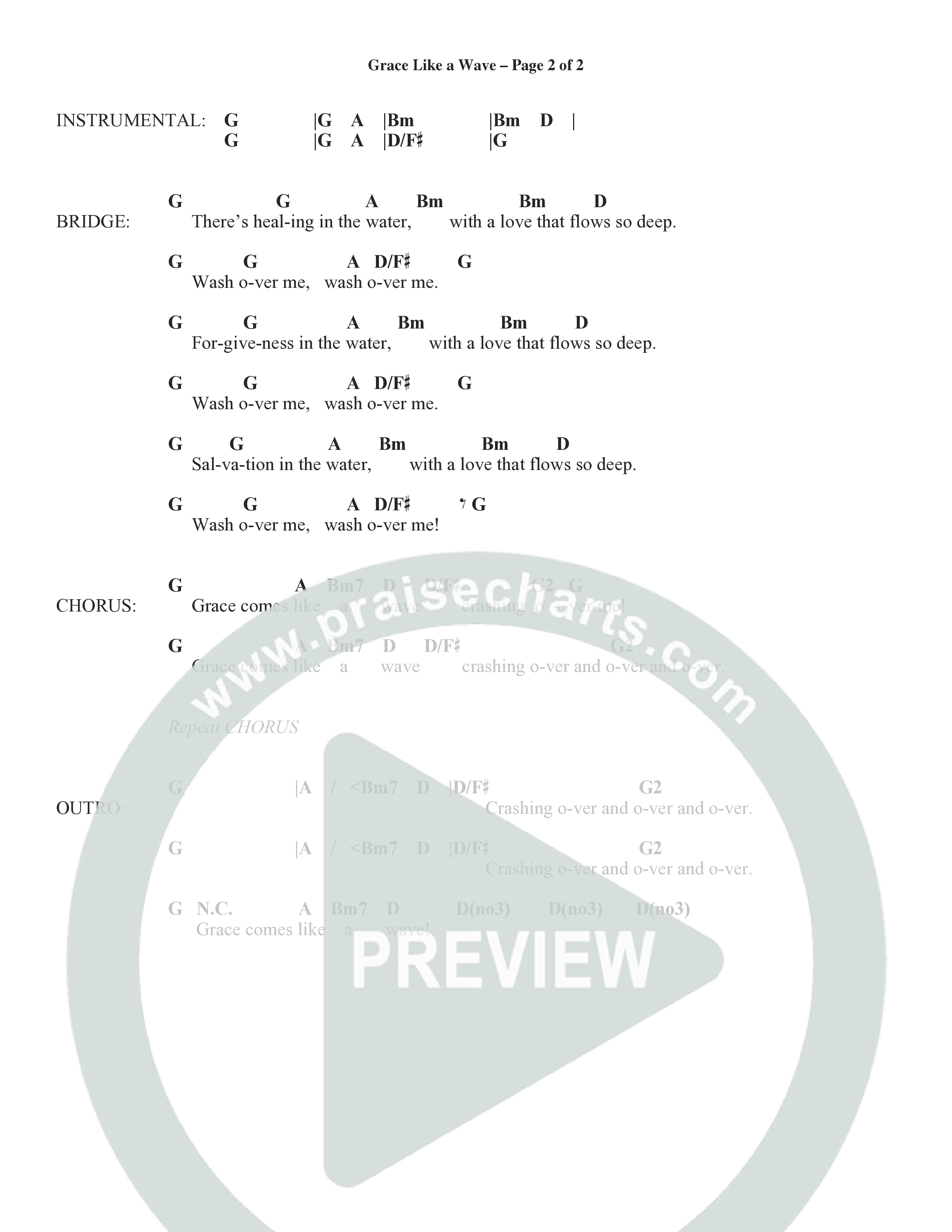 Grace Like A Wave (Choral Anthem SATB) Chord Chart (Word Music Choral / Arr. Cliff Duren)