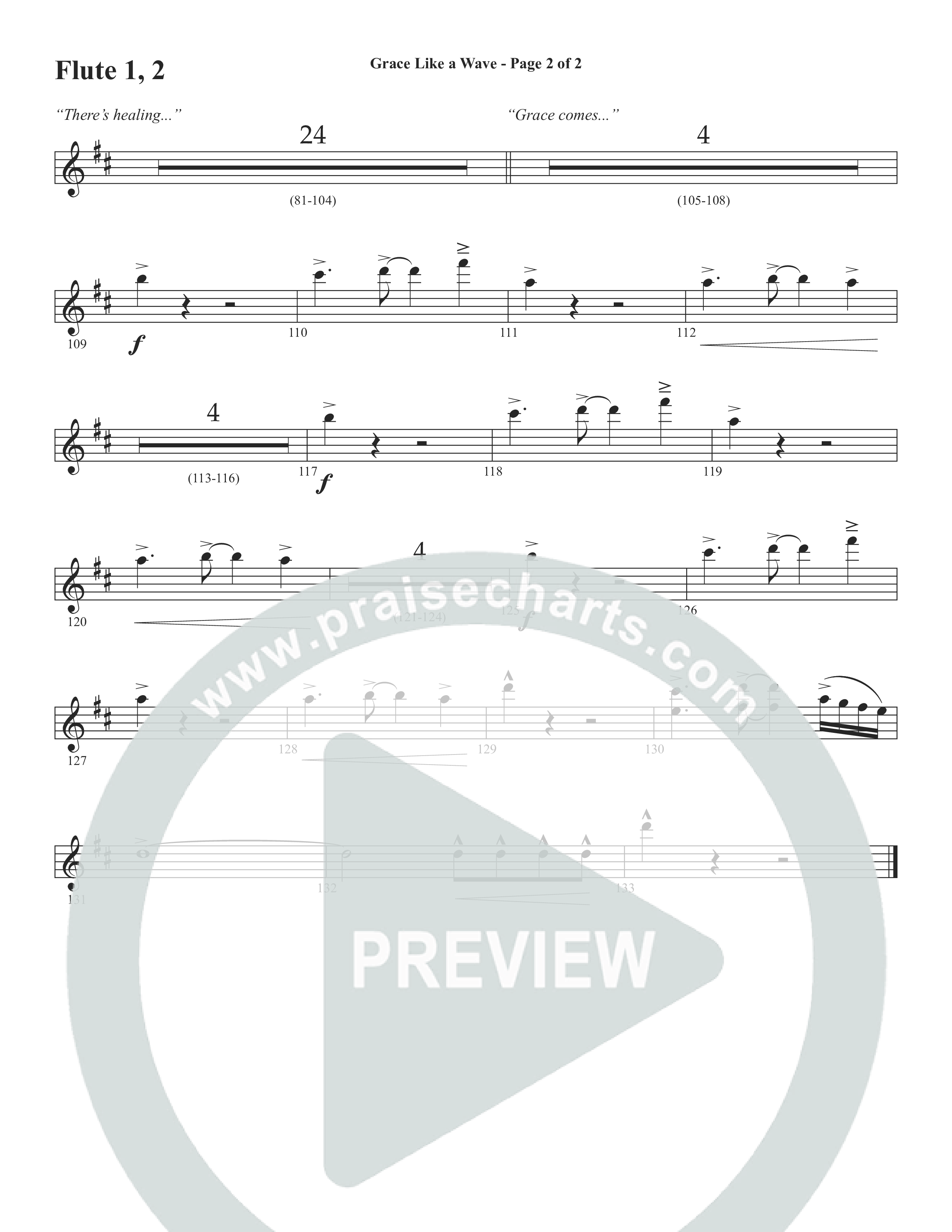 Grace Like A Wave (Choral Anthem SATB) Flute 1/2 (Word Music Choral / Arr. Cliff Duren)