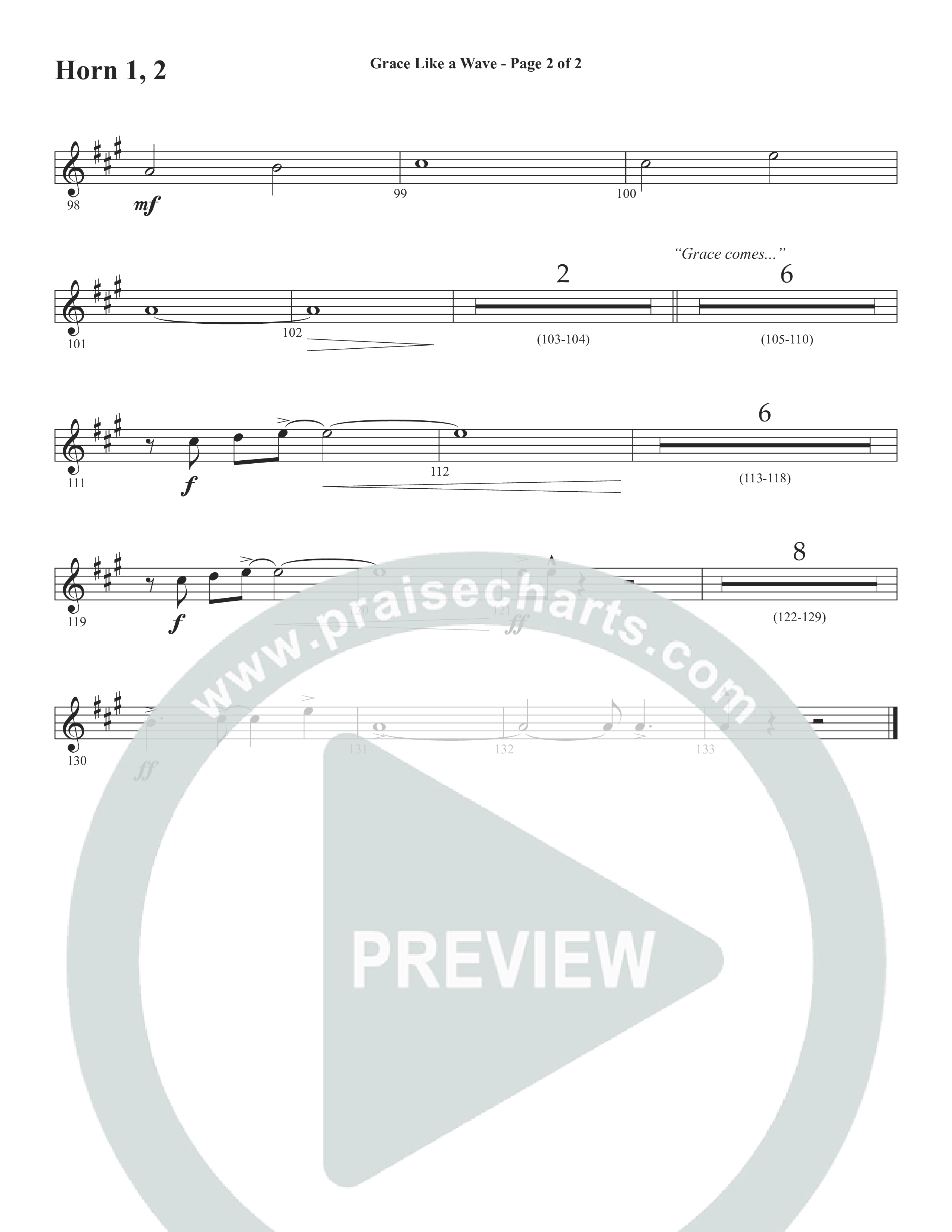 Grace Like A Wave (Choral Anthem SATB) French Horn (Word Music Choral / Arr. Cliff Duren)
