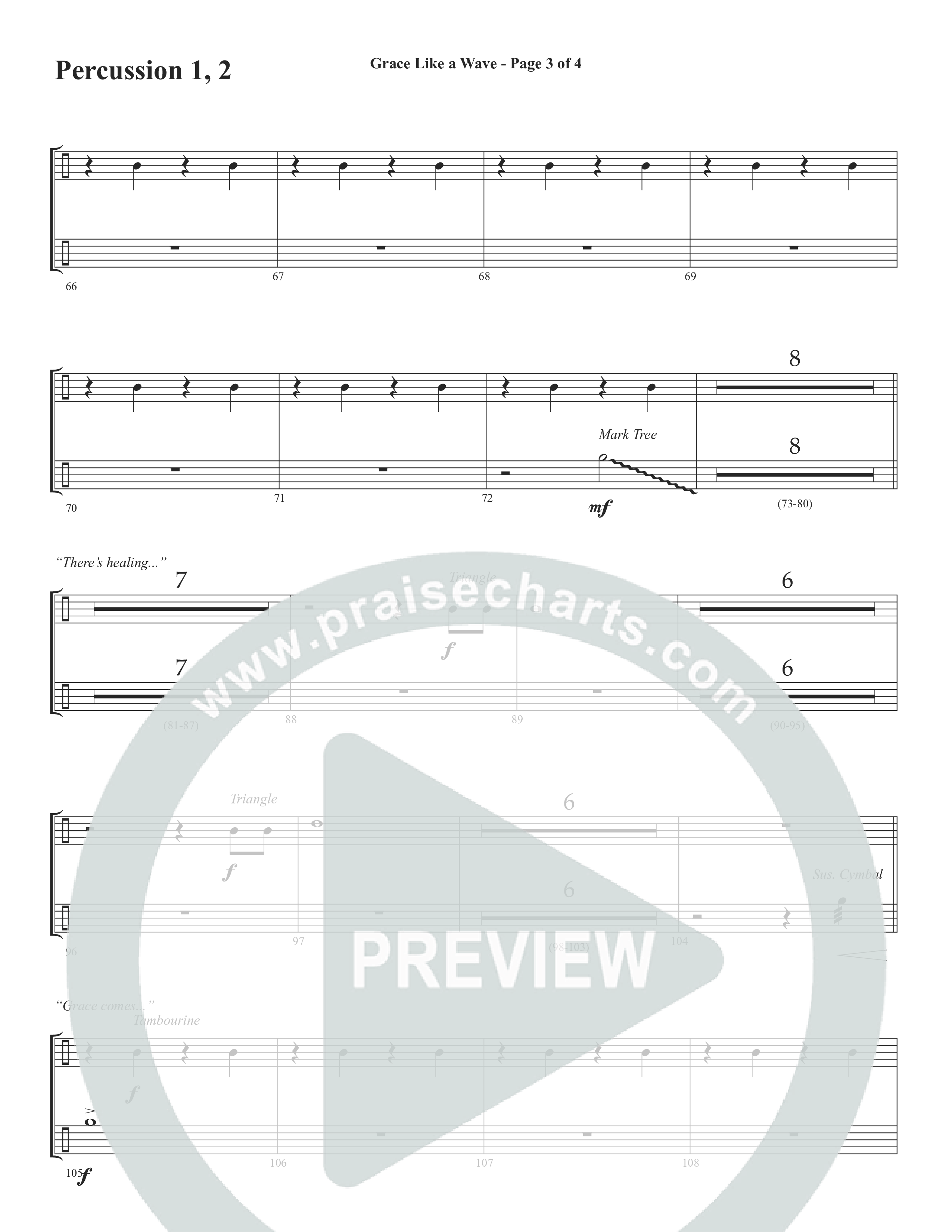 Grace Like A Wave (Choral Anthem SATB) Percussion 1/2 (Word Music Choral / Arr. Cliff Duren)