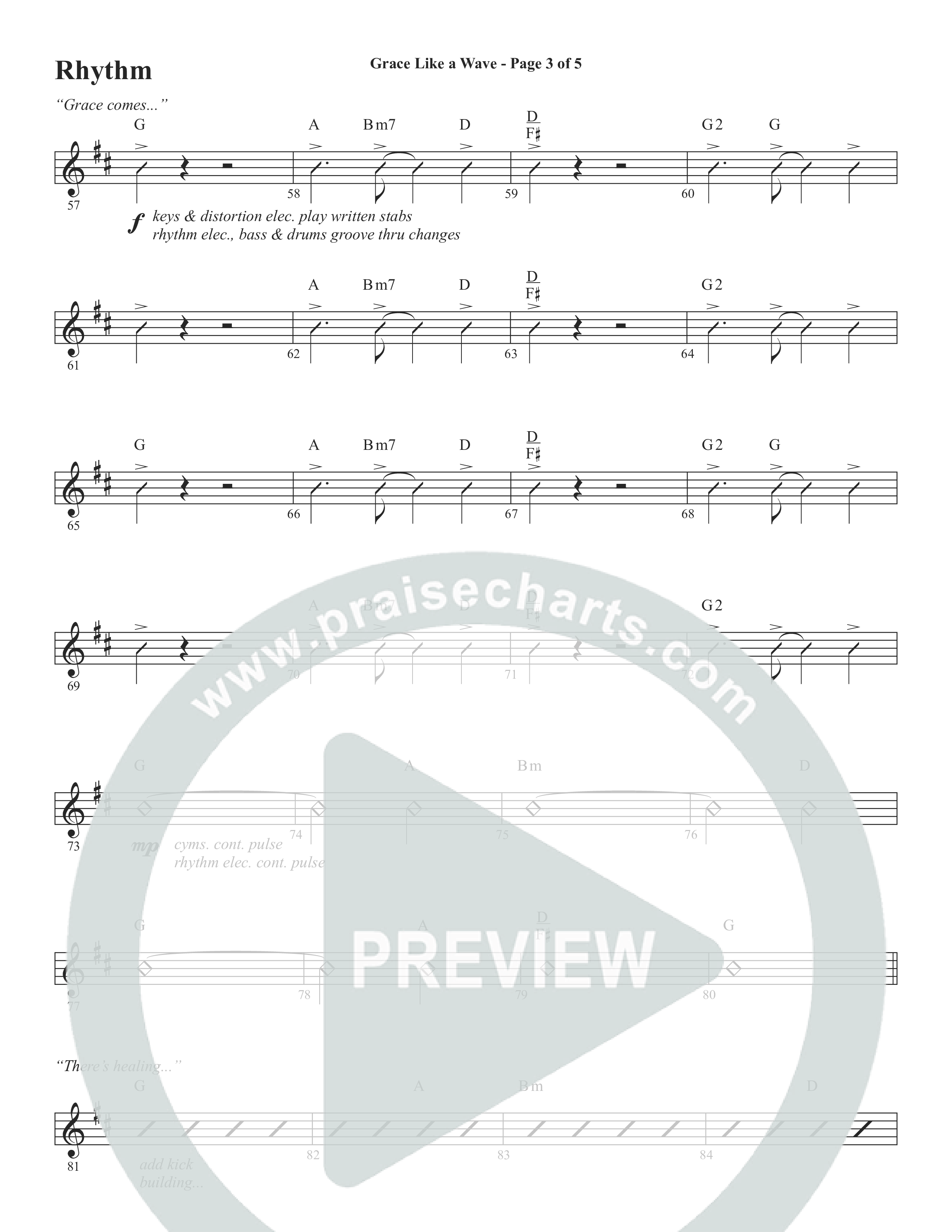 Grace Like A Wave (Choral Anthem SATB) Rhythm Chart (Word Music Choral / Arr. Cliff Duren)