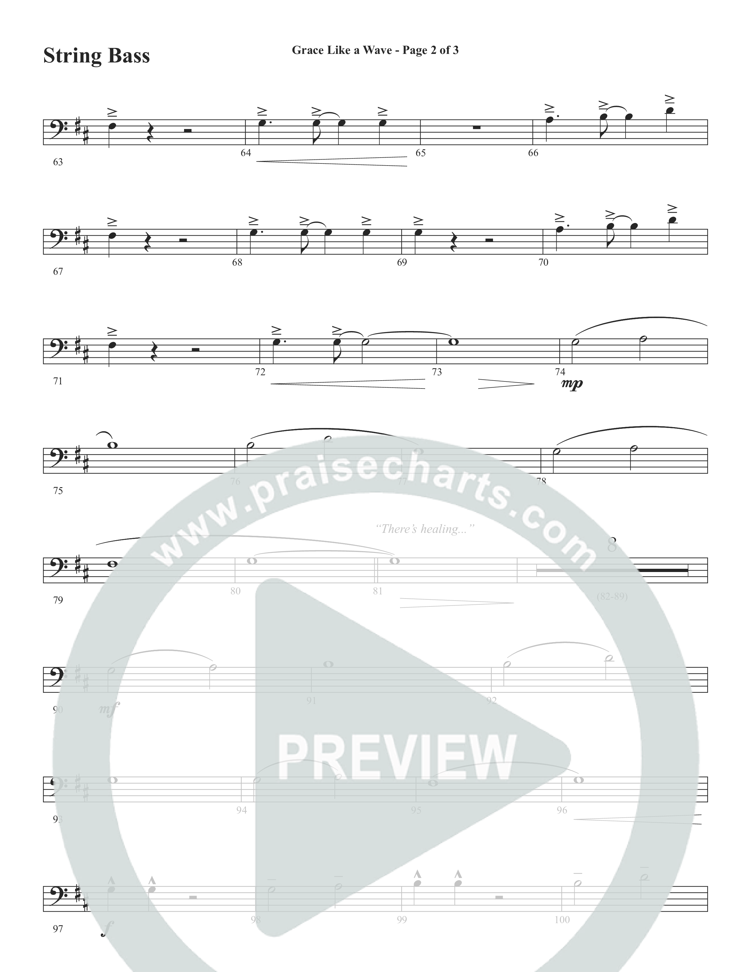 Grace Like A Wave (Choral Anthem SATB) String Bass (Word Music Choral / Arr. Cliff Duren)