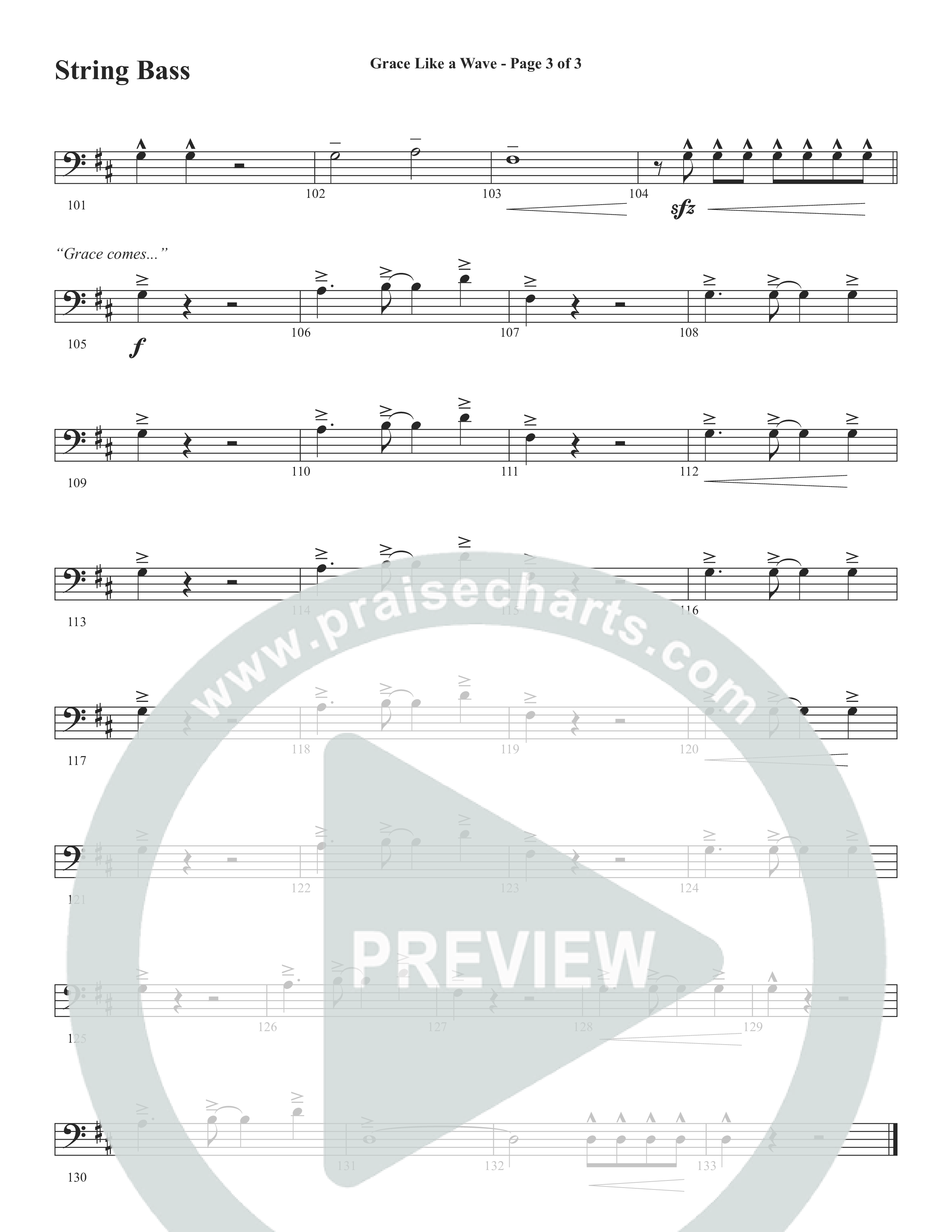 Grace Like A Wave (Choral Anthem SATB) String Bass (Word Music Choral / Arr. Cliff Duren)