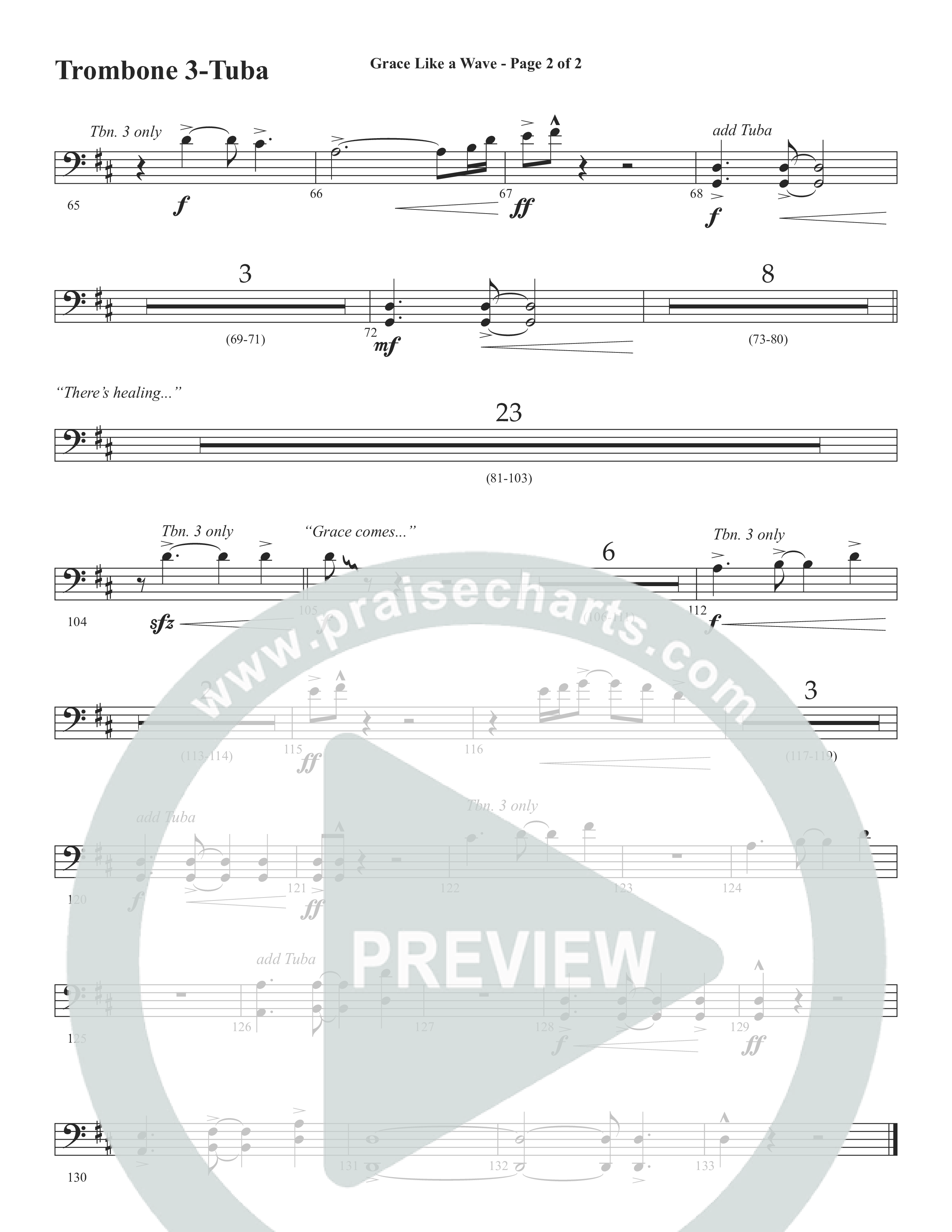 Grace Like A Wave (Choral Anthem SATB) Trombone 3/Tuba (Word Music Choral / Arr. Cliff Duren)