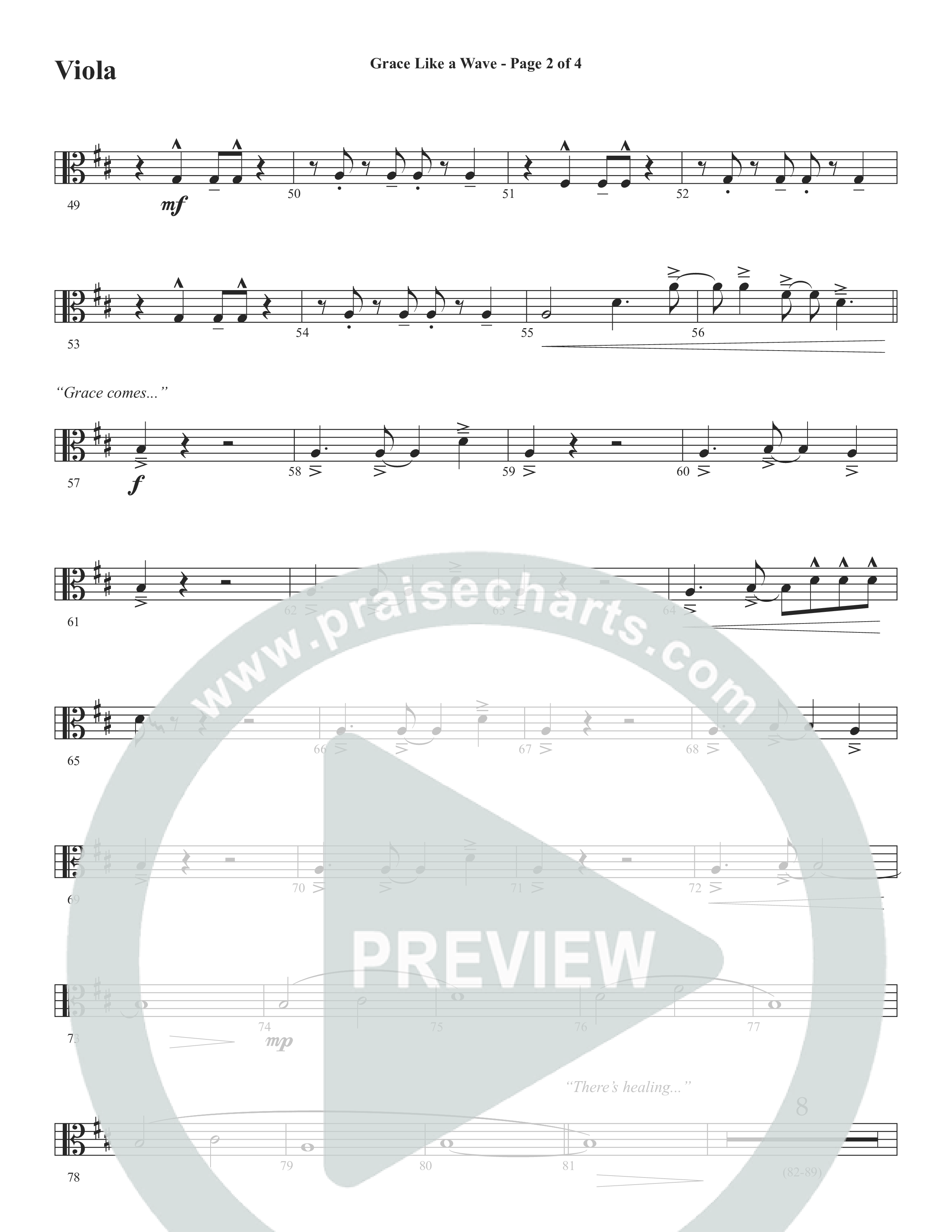 Grace Like A Wave (Choral Anthem SATB) Viola (Word Music Choral / Arr. Cliff Duren)