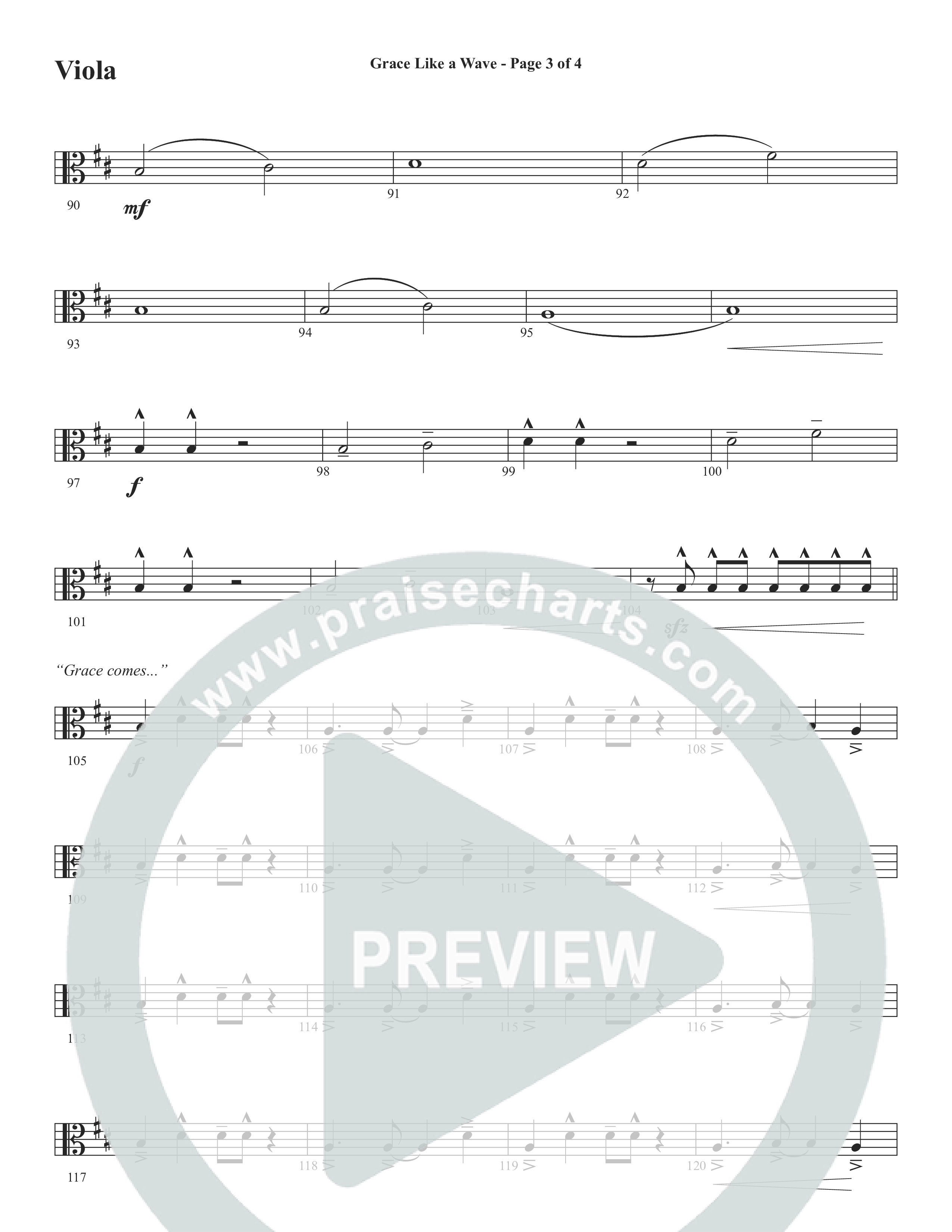 Grace Like A Wave (Choral Anthem SATB) Viola (Word Music Choral / Arr. Cliff Duren)