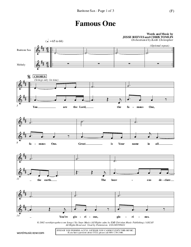 Famous One Bari Sax (Chris Tomlin)