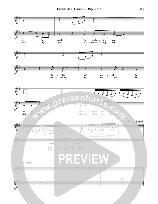 Famous One Clarinet 3 (Chris Tomlin)