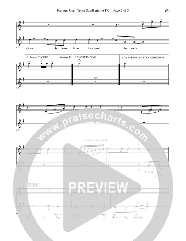 Famous One Tenor Sax/Baritone T.C. (Chris Tomlin)