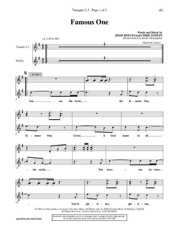 Famous One Trumpet 2/3 (Chris Tomlin)